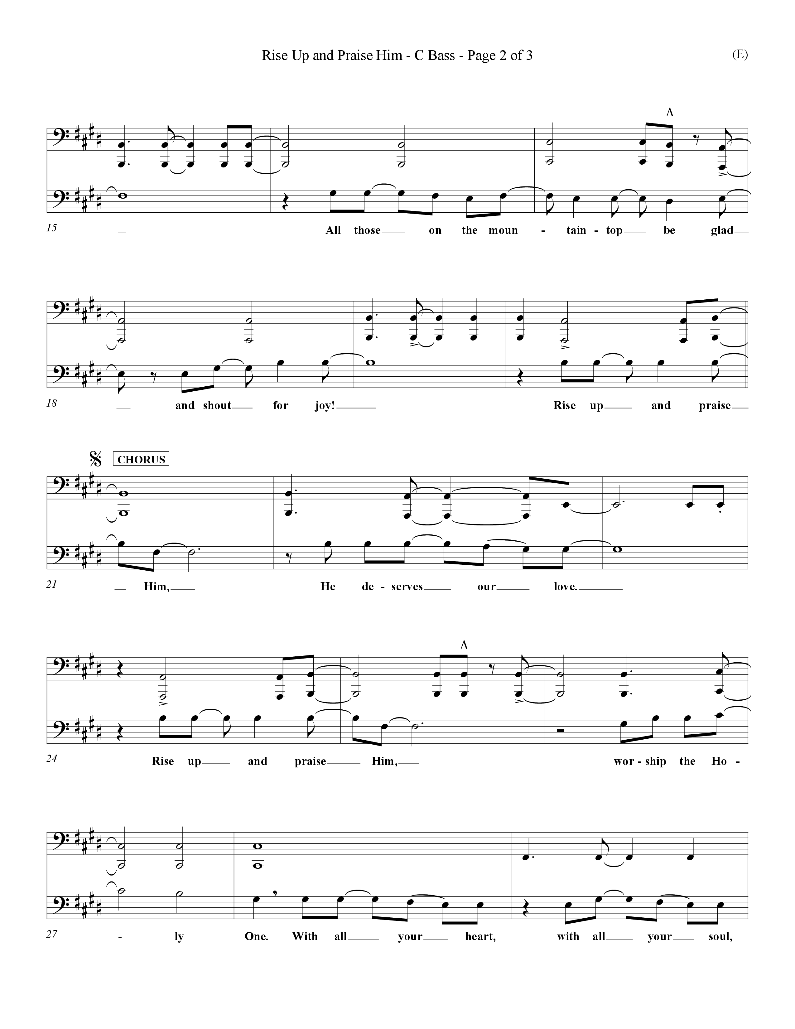 Rise Up and Praise Him (Choral Anthem SATB) Contrabass (Word Music Choral / Orch. Tim Cates / Orch. Keith Christopher)
