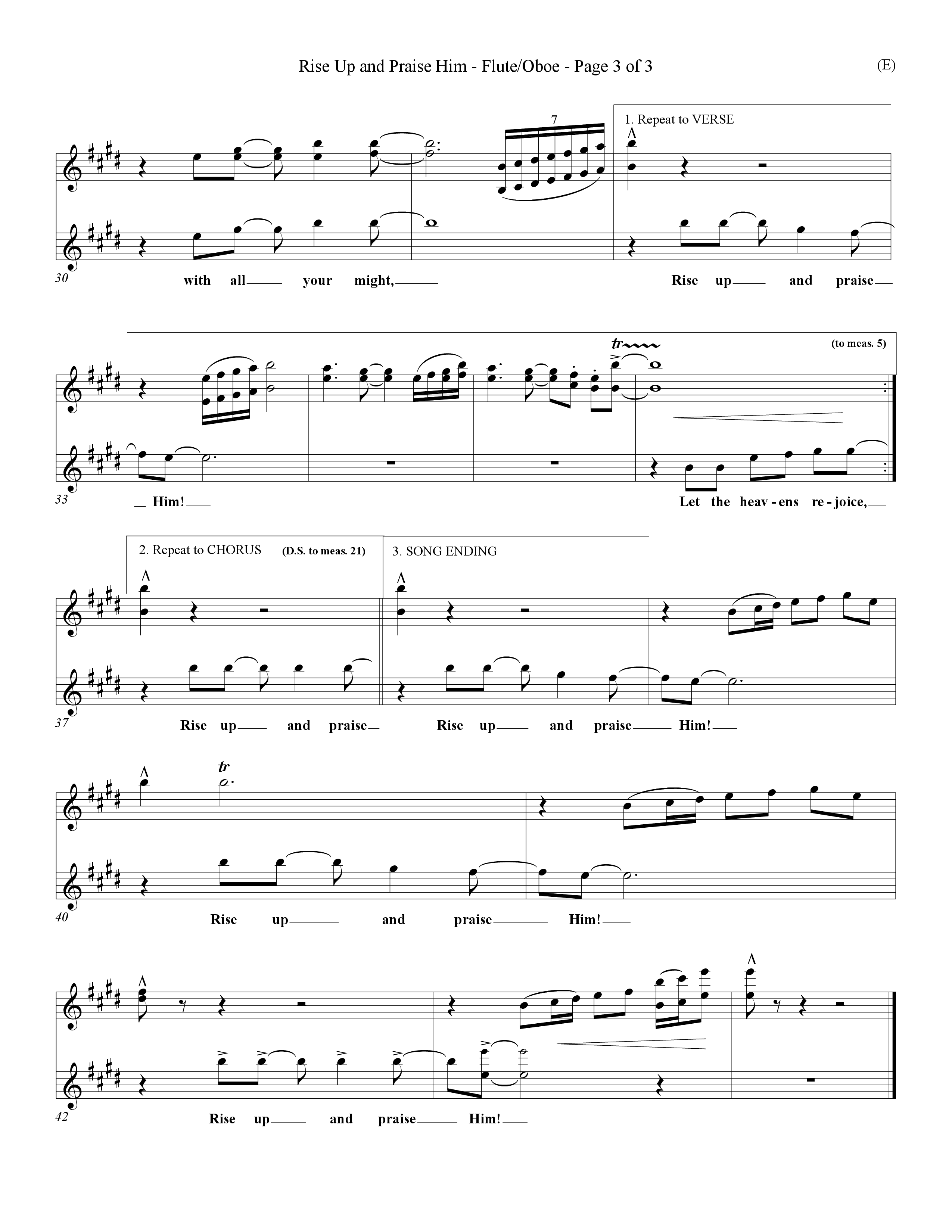 Rise Up and Praise Him (Choral Anthem SATB) Flute/Oboe (Word Music Choral / Orch. Tim Cates / Orch. Keith Christopher)