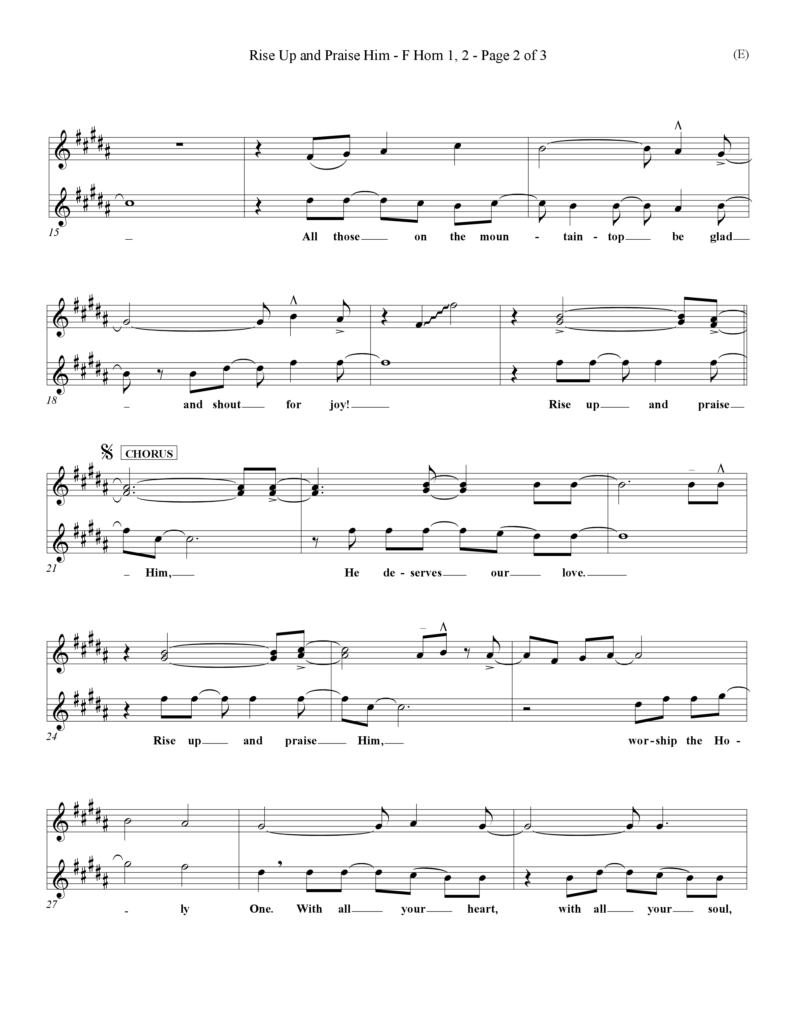 Rise Up and Praise Him (Choral Anthem SATB) French Horn (Word Music Choral / Orch. Tim Cates / Orch. Keith Christopher)