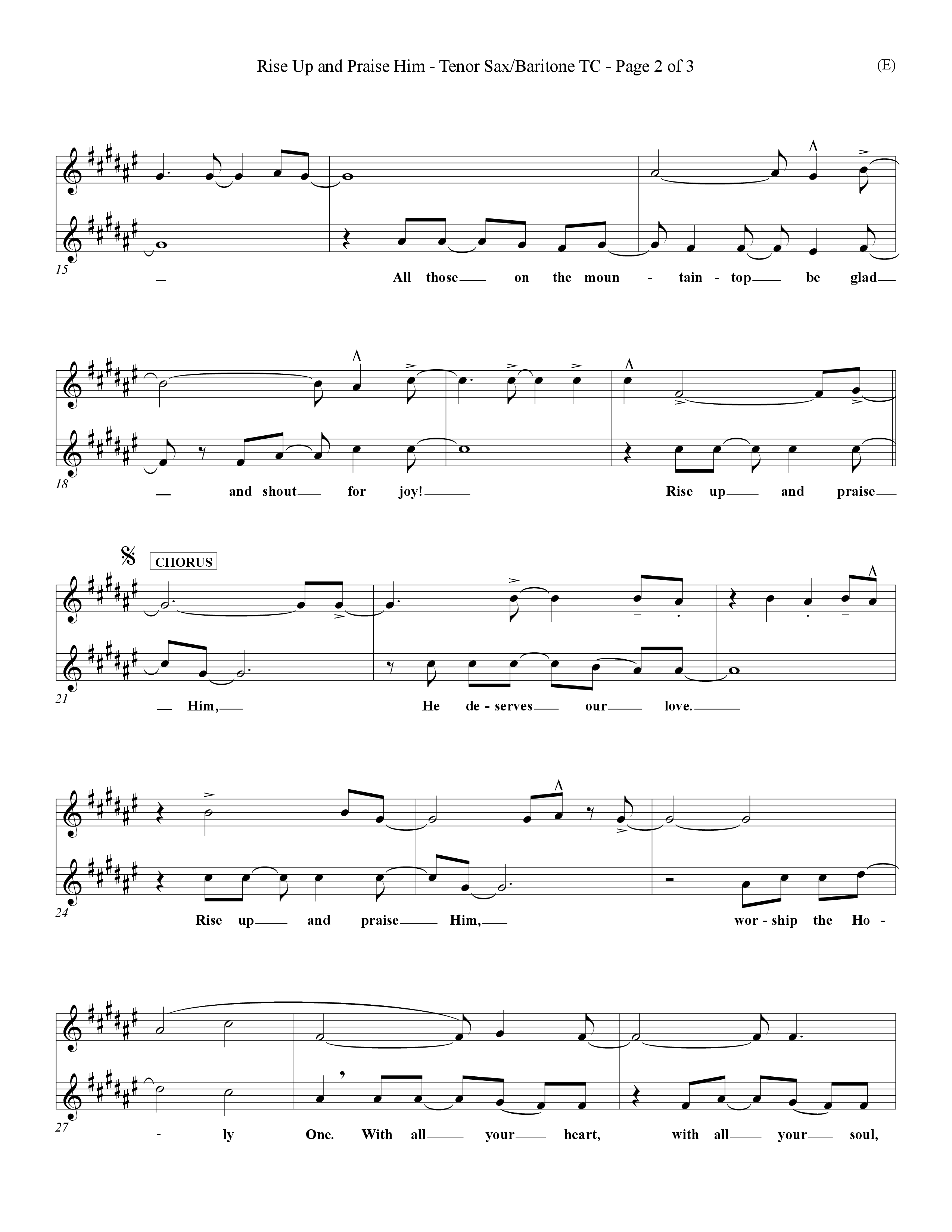 Rise Up and Praise Him (Choral Anthem SATB) Tenor Sax/Baritone T.C. (Word Music Choral / Orch. Tim Cates / Orch. Keith Christopher)