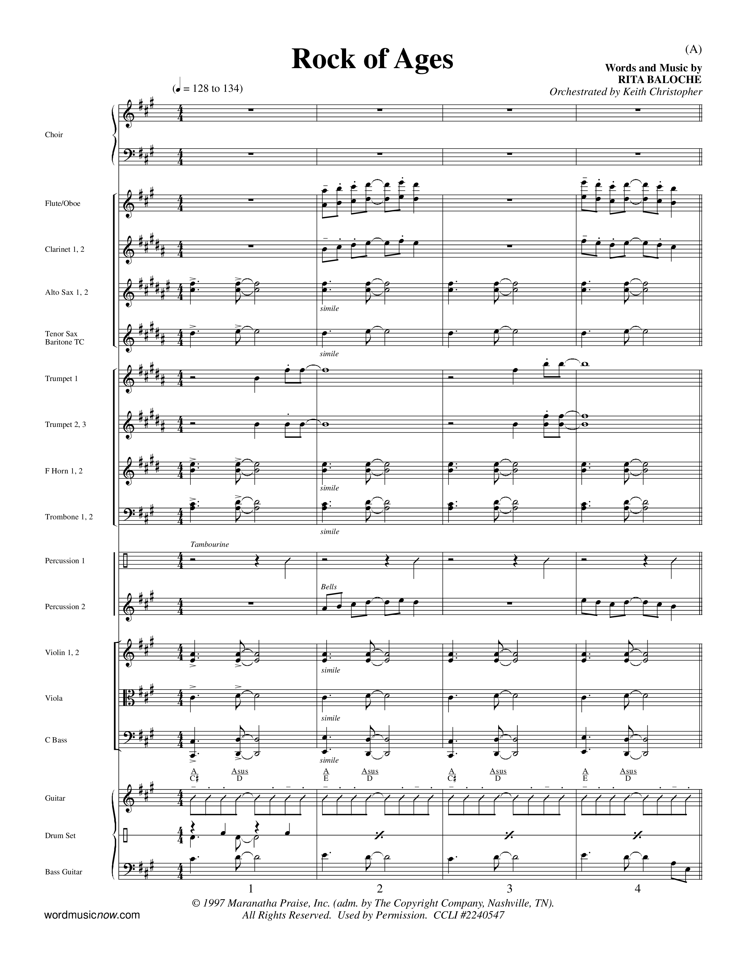 Rock Of Ages (Choral Anthem SATB) Orchestration (Word Music Choral / Orch. Keith Christopher)