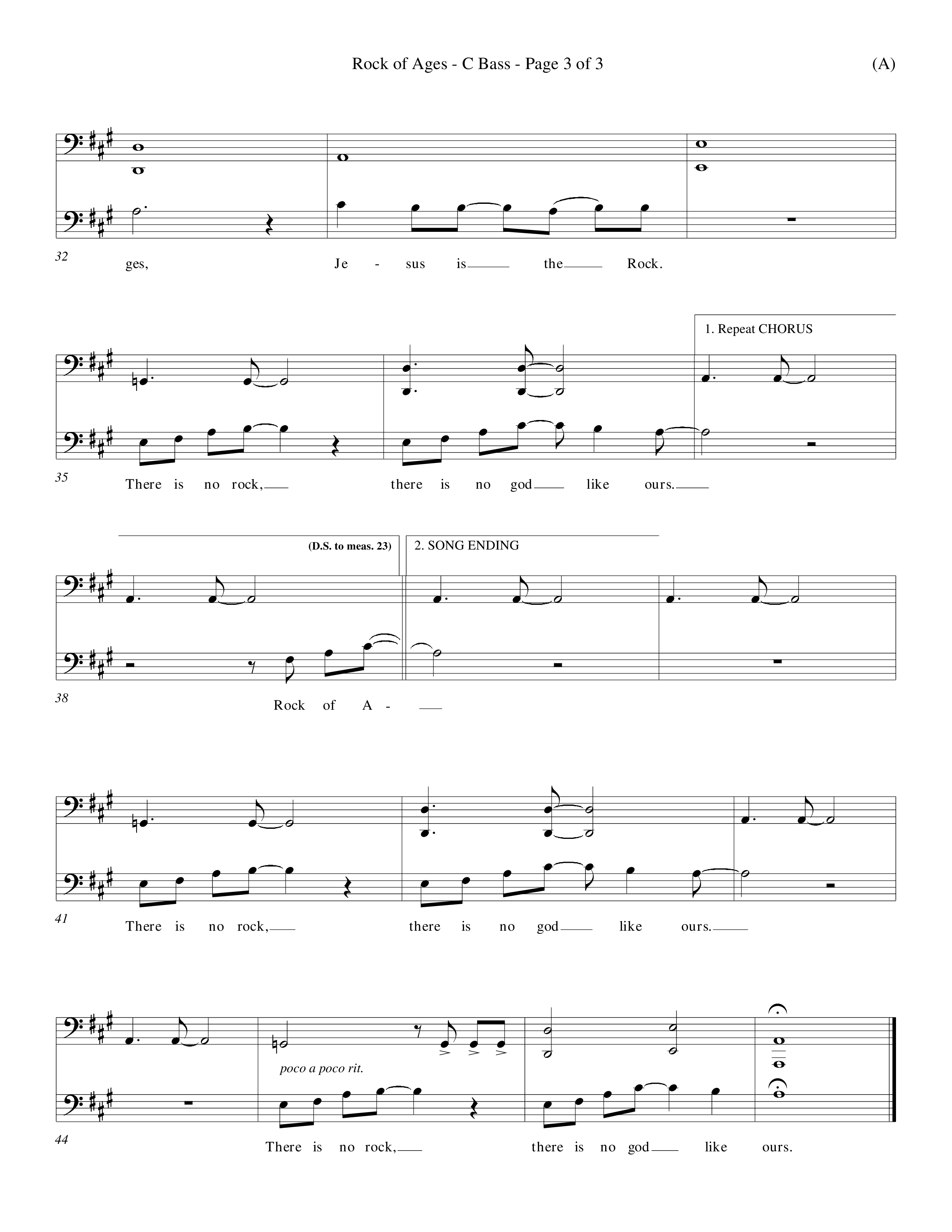 Rock Of Ages (Choral Anthem SATB) Contrabass (Word Music Choral / Orch. Keith Christopher)