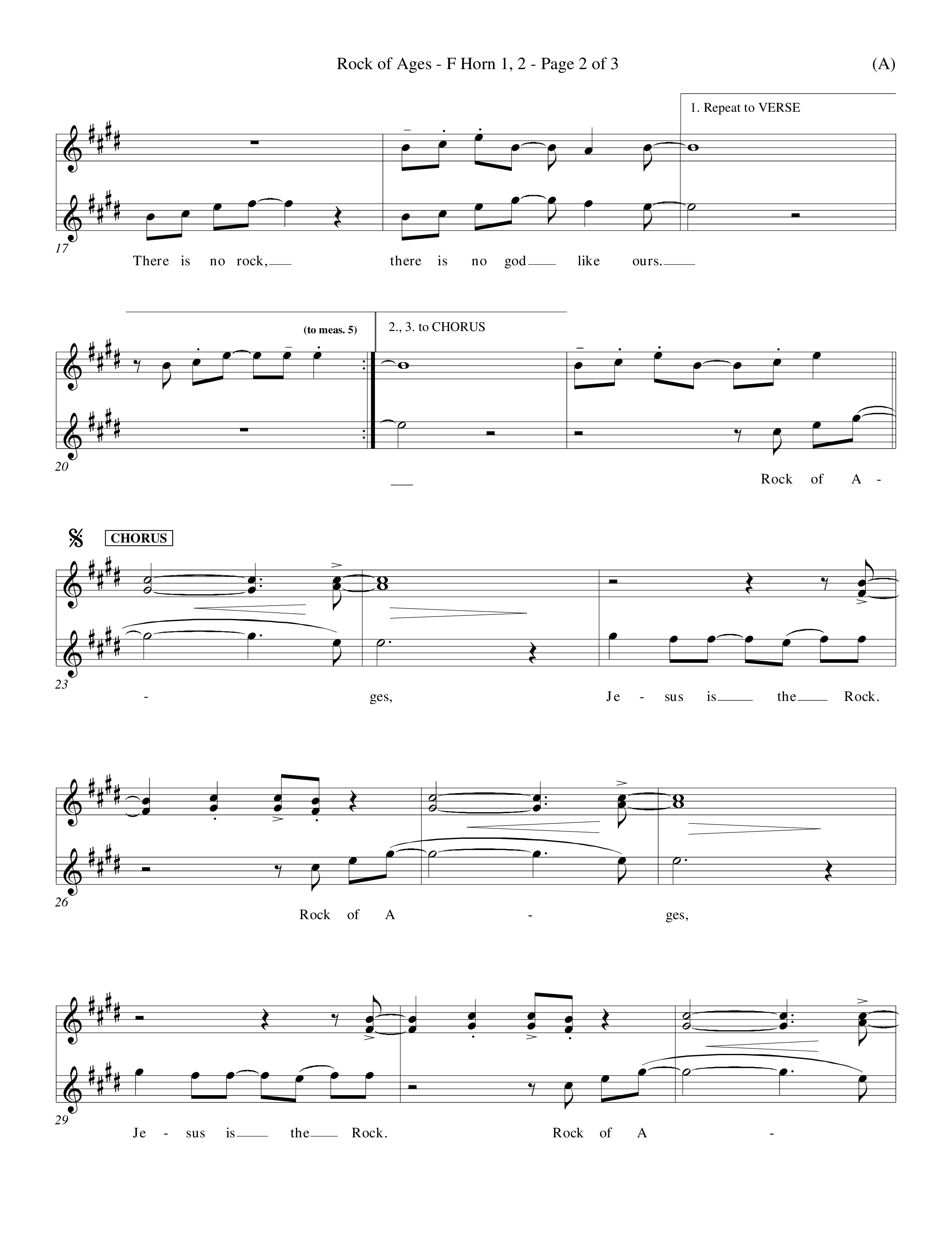 Rock Of Ages (Choral Anthem SATB) French Horn (Word Music Choral / Orch. Keith Christopher)