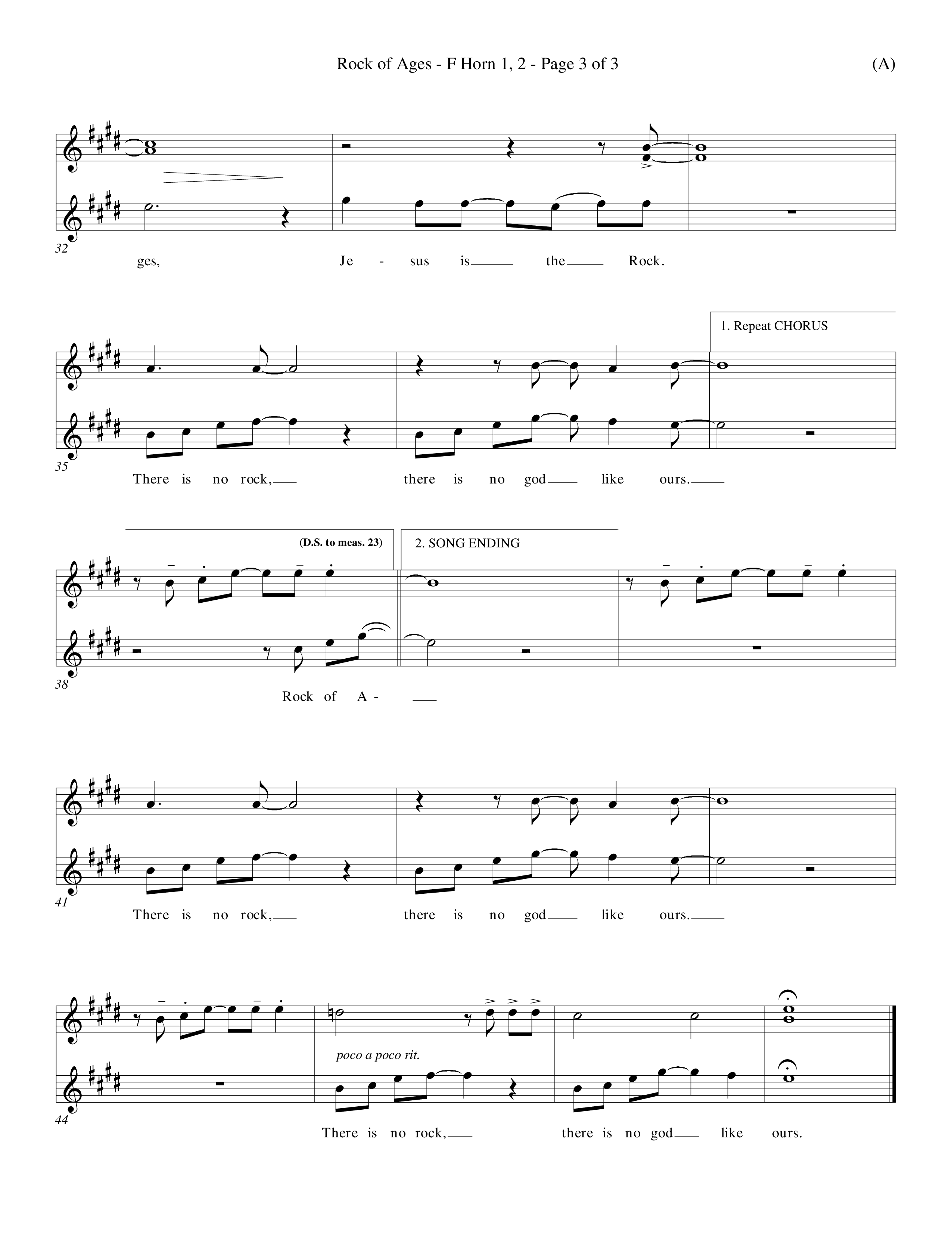 Rock Of Ages (Choral Anthem SATB) French Horn (Word Music Choral / Orch. Keith Christopher)