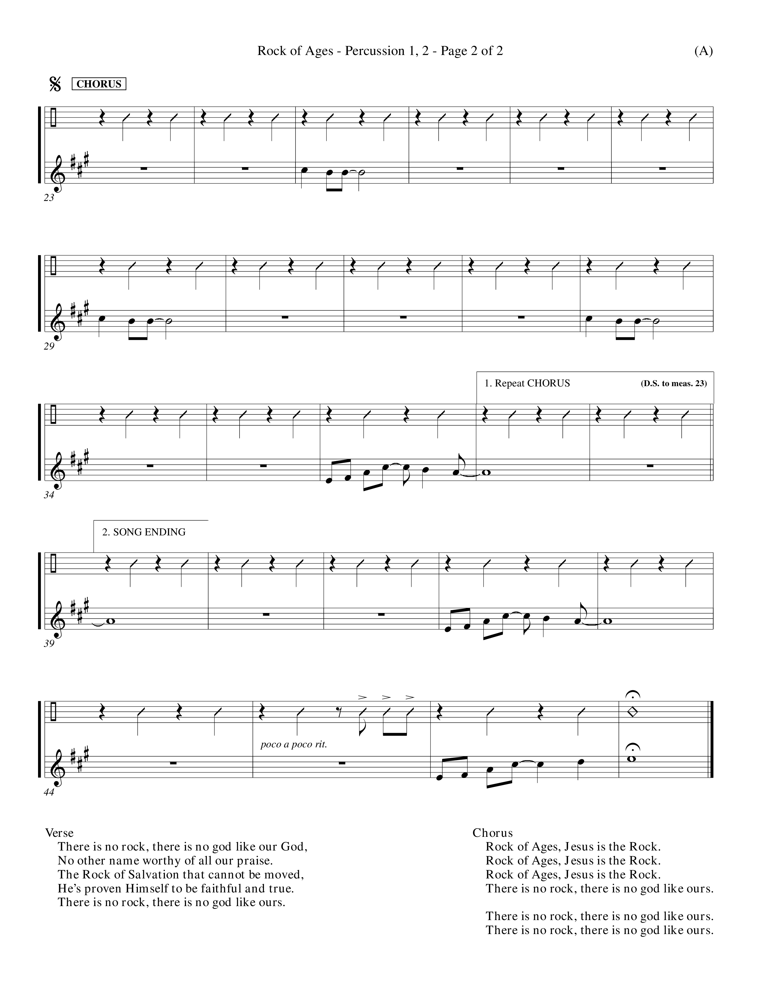 Rock Of Ages (Choral Anthem SATB) Percussion 1/2 (Word Music Choral / Orch. Keith Christopher)