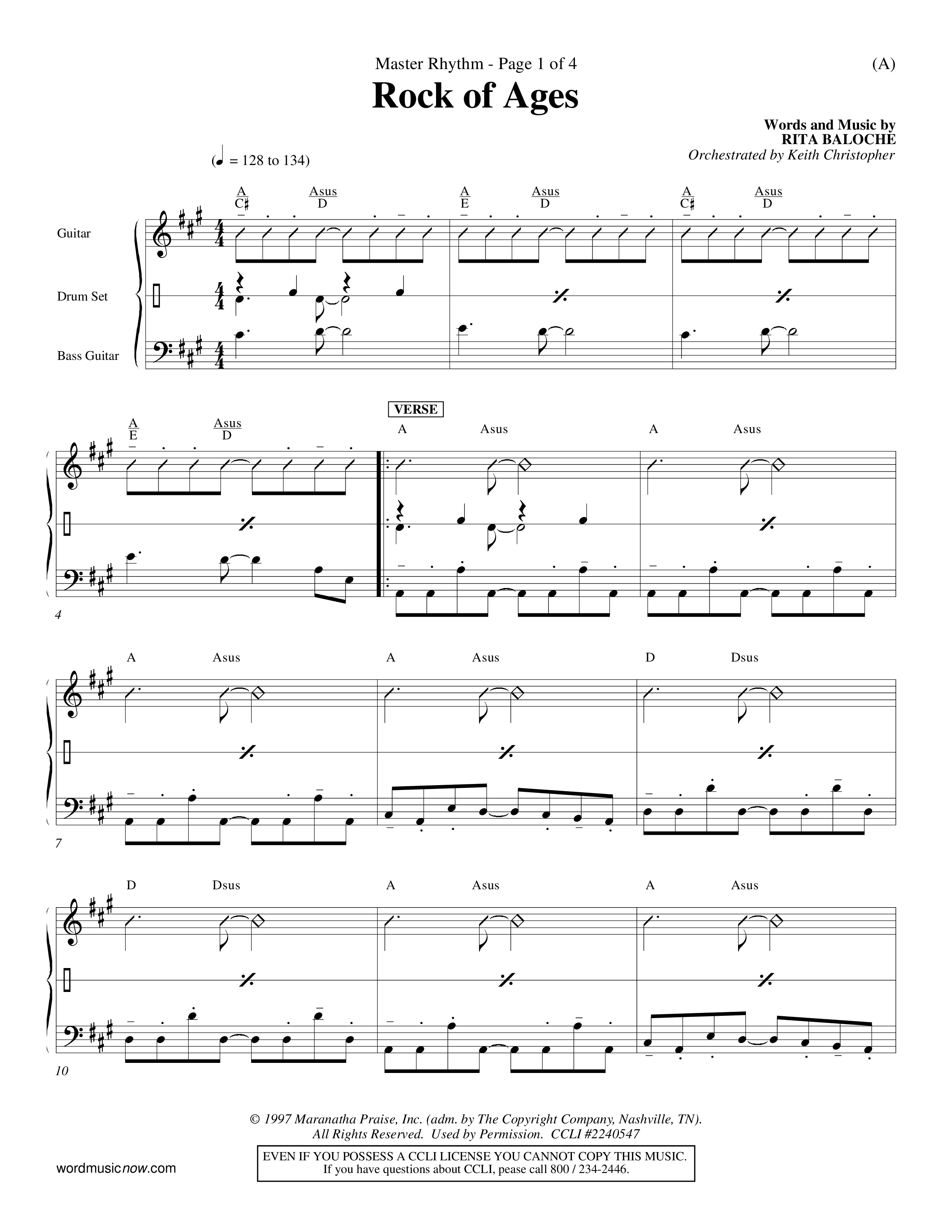 Rock Of Ages (Choral Anthem SATB) Rhythm Chart (Word Music Choral / Orch. Keith Christopher)