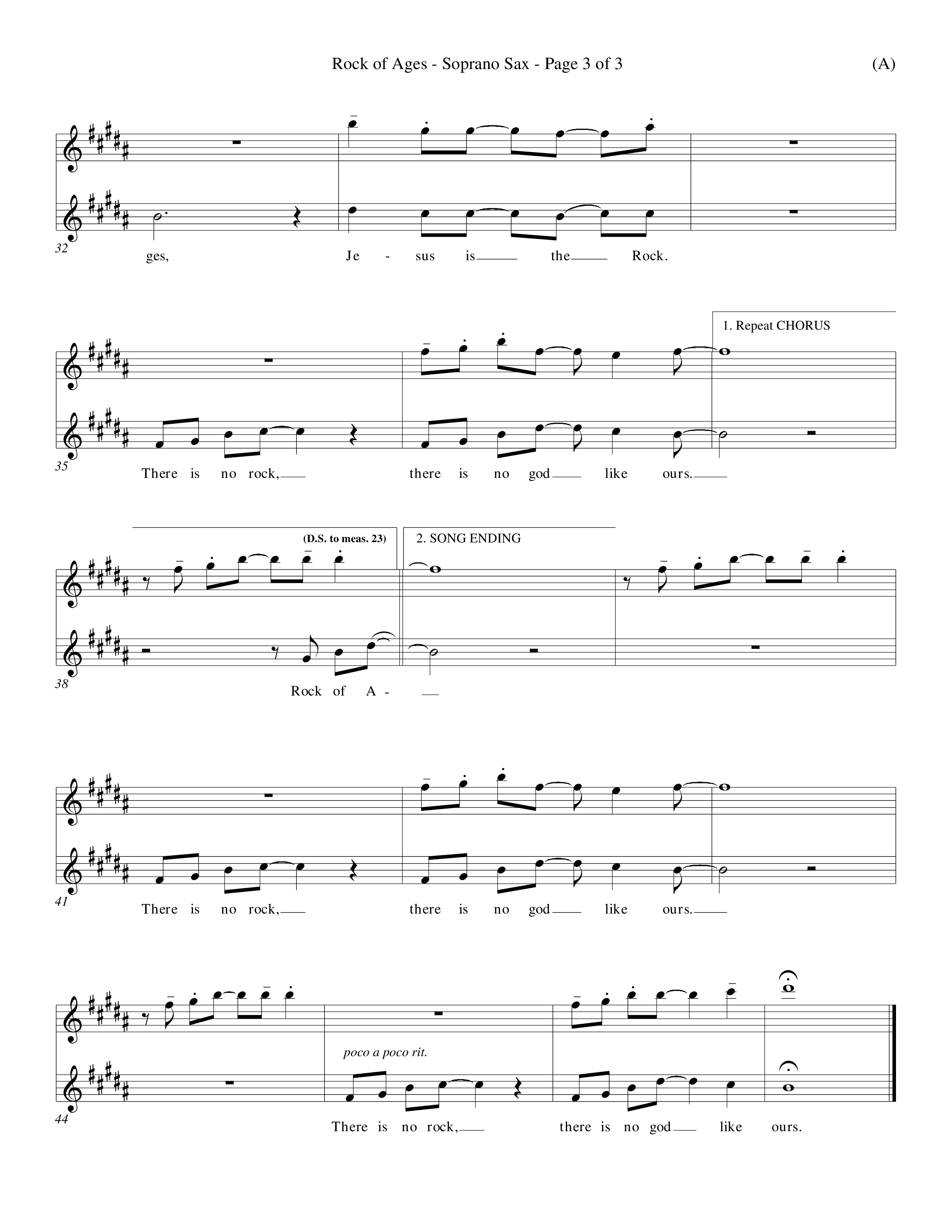 Rock Of Ages (Choral Anthem SATB) Saxophone (Word Music Choral / Orch. Keith Christopher)