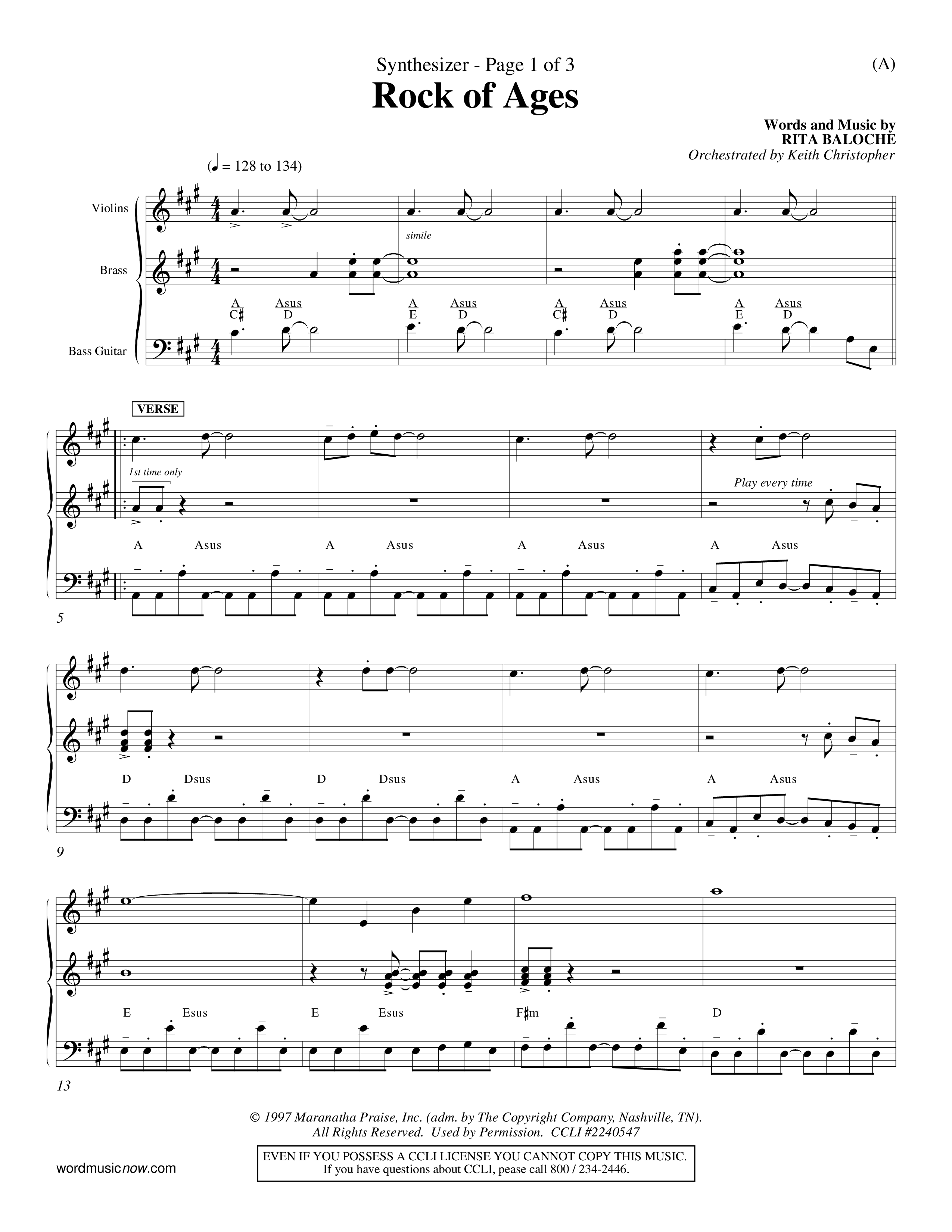 Rock Of Ages (Choral Anthem SATB) Synth (Word Music Choral / Orch. Keith Christopher)