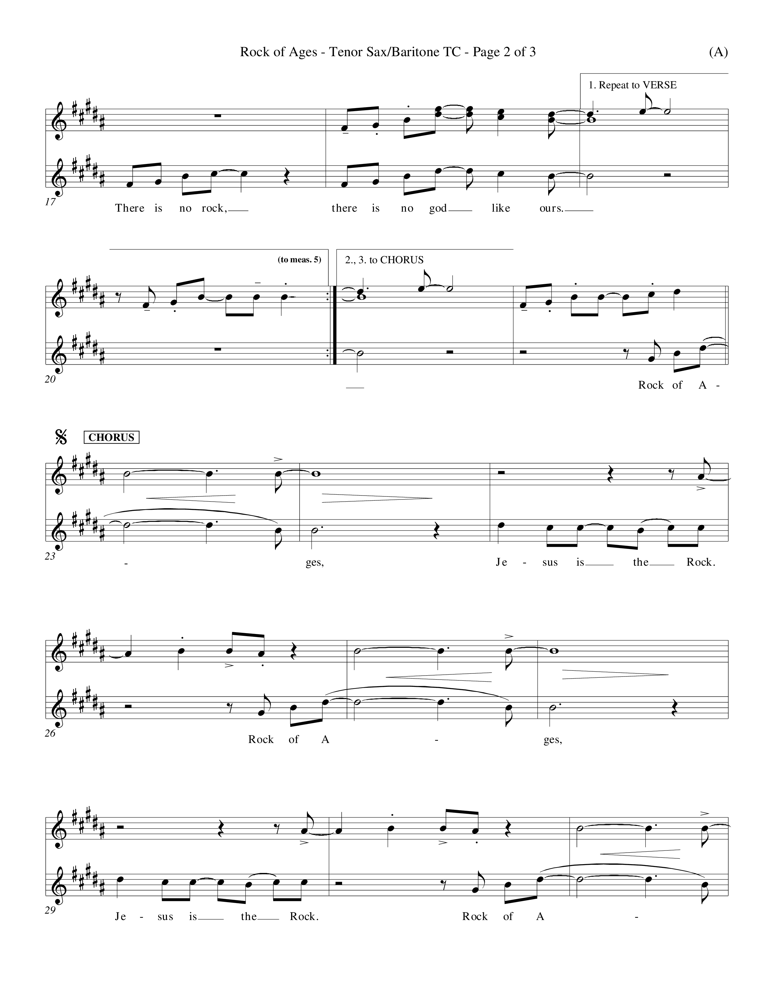 Rock Of Ages (Choral Anthem SATB) Tenor Sax/Baritone T.C. (Word Music Choral / Orch. Keith Christopher)