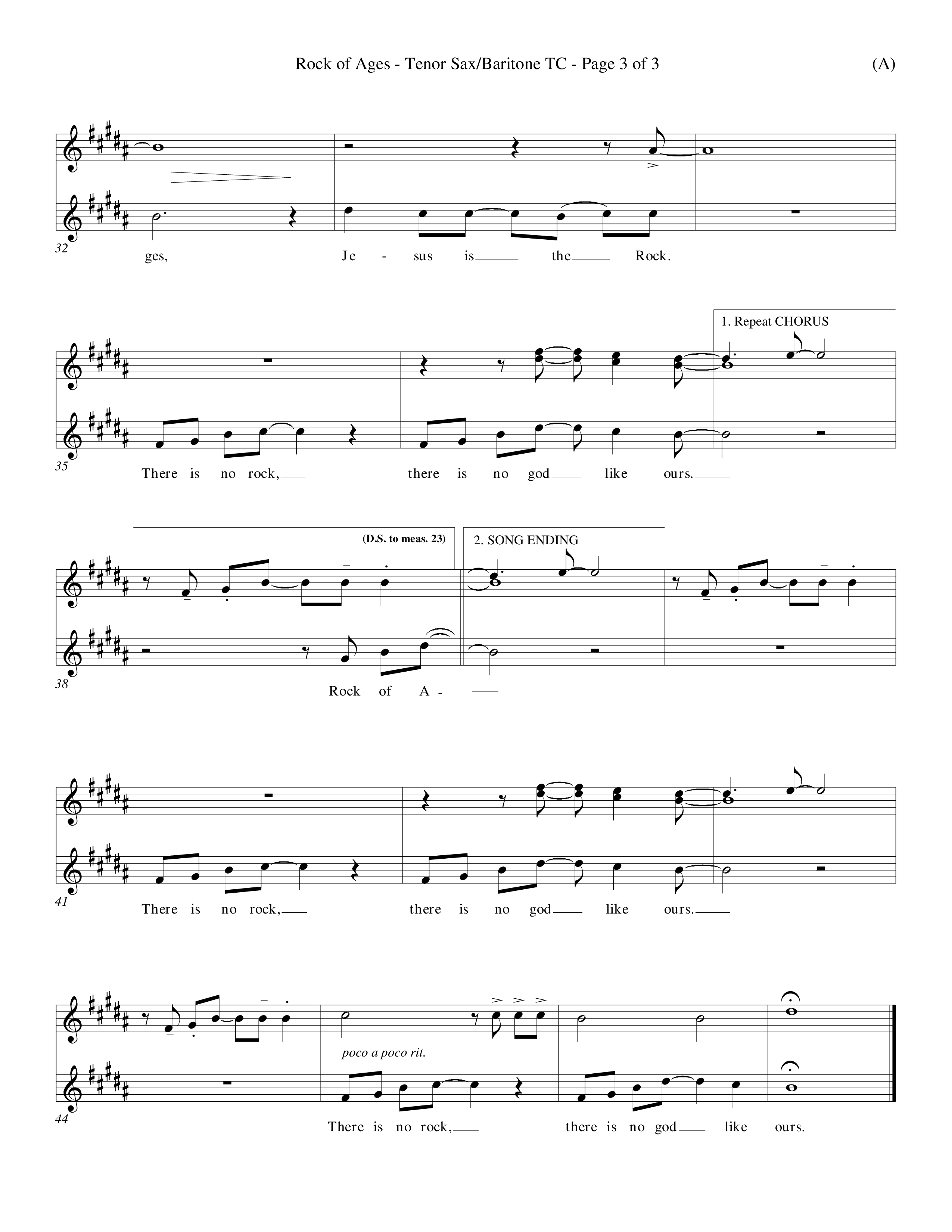 Rock Of Ages (Choral Anthem SATB) Tenor Sax/Baritone T.C. (Word Music Choral / Orch. Keith Christopher)