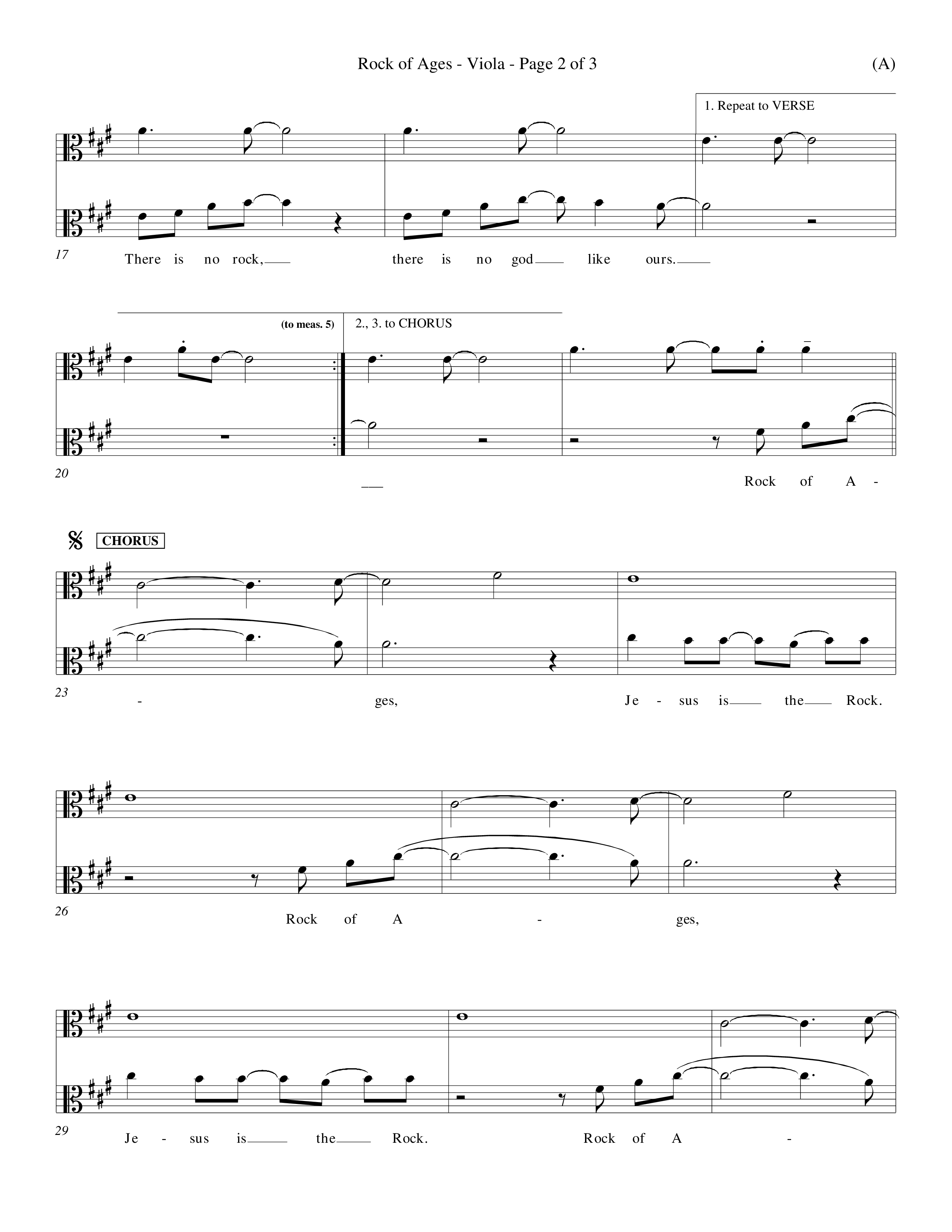 Rock Of Ages (Choral Anthem SATB) Viola (Word Music Choral / Orch. Keith Christopher)
