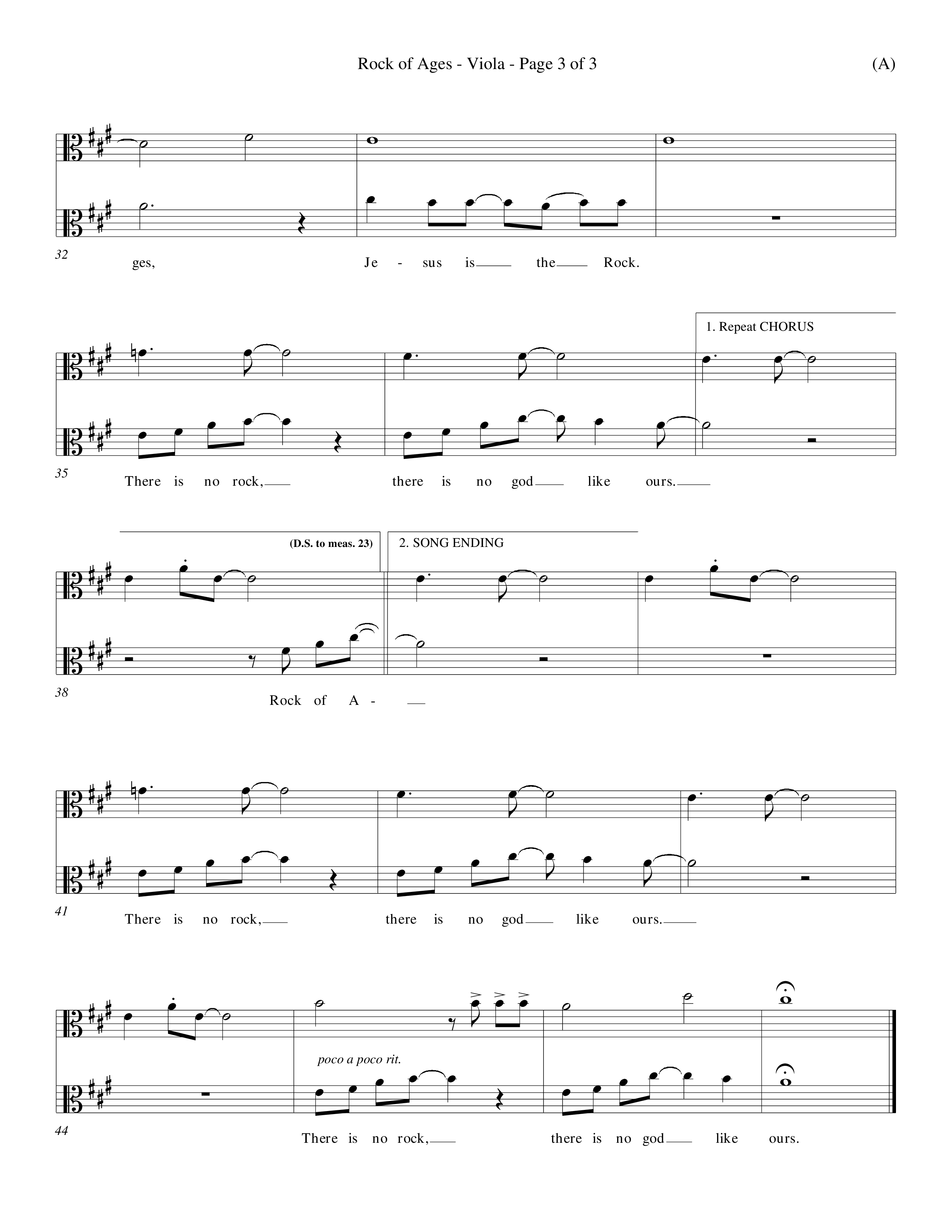 Rock Of Ages (Choral Anthem SATB) Viola (Word Music Choral / Orch. Keith Christopher)