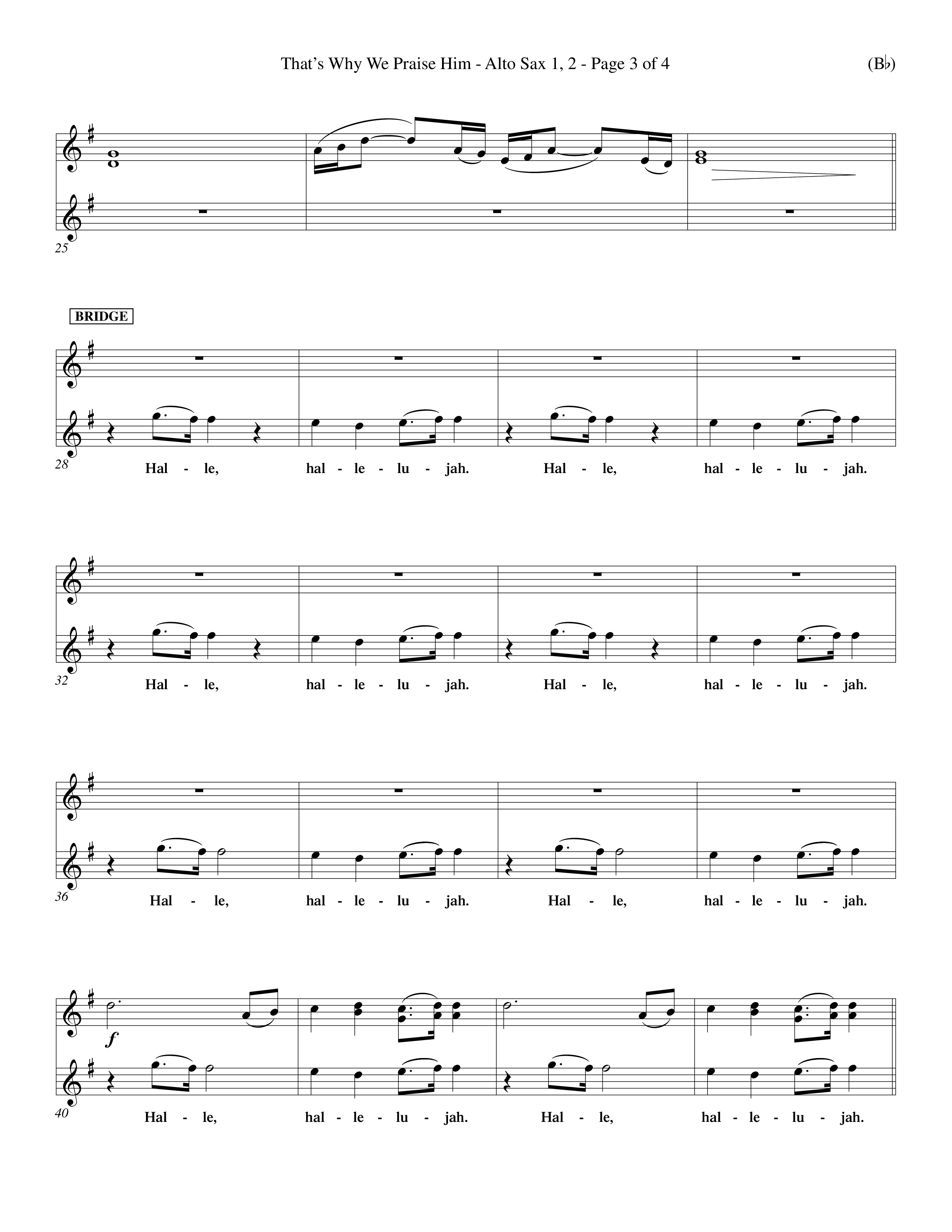 That's Why We Praise Him (Choral Anthem SATB) Alto Sax 1/2 (Word Music Choral / Orch. Ed Hogan)
