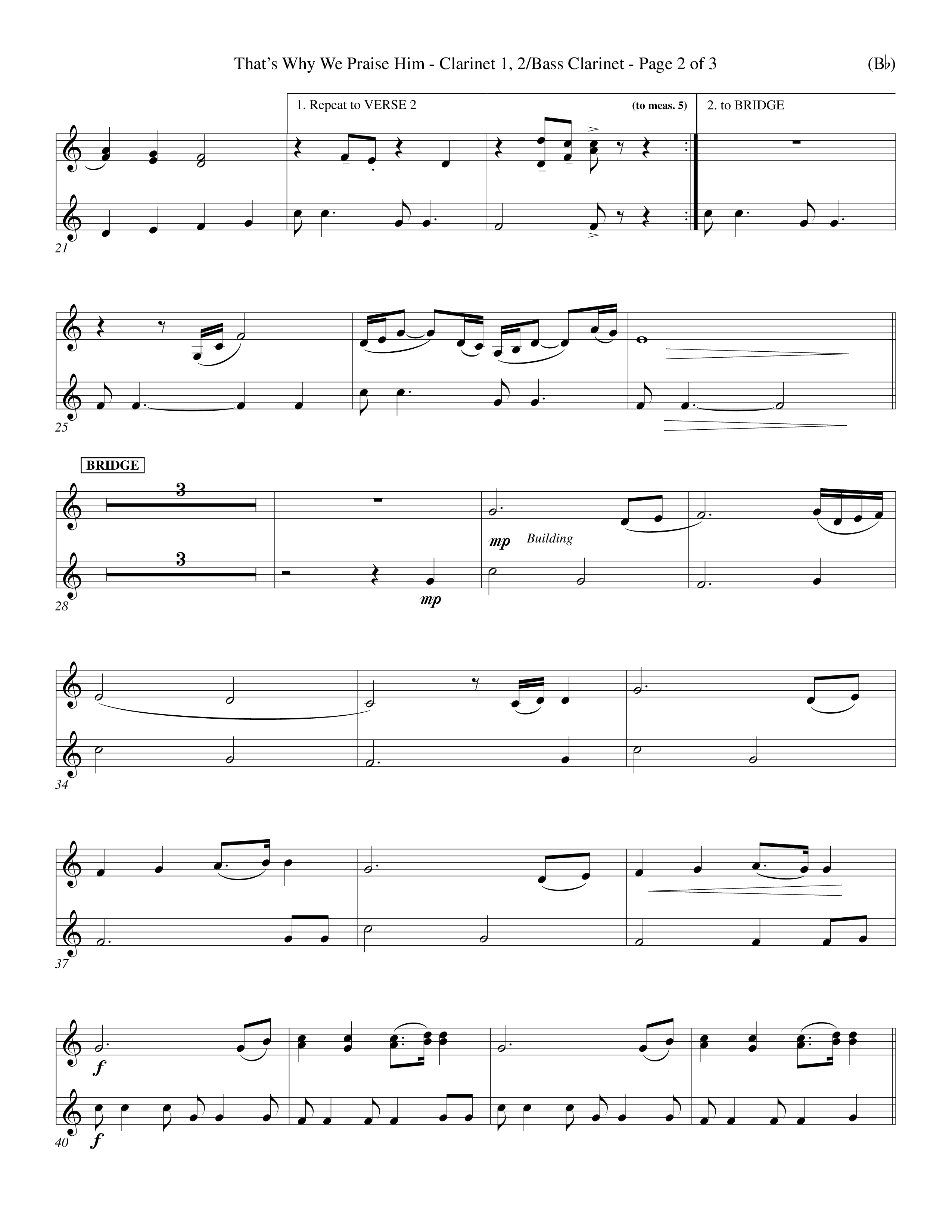 That's Why We Praise Him (Choral Anthem SATB) Clarinet 1/2, Bass Clarinet (Word Music Choral / Orch. Ed Hogan)
