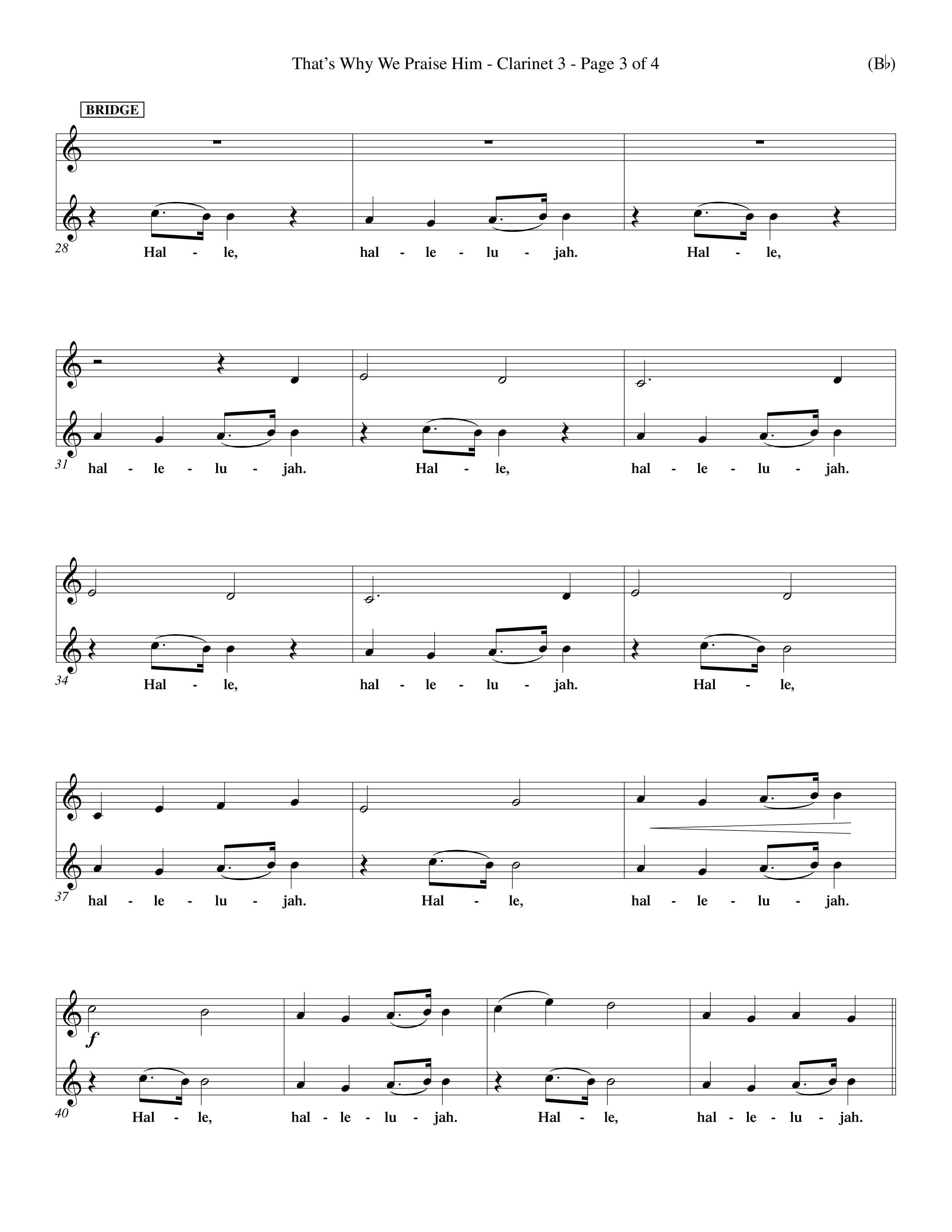 That's Why We Praise Him (Choral Anthem SATB) Clarinet 3 (Word Music Choral / Orch. Ed Hogan)