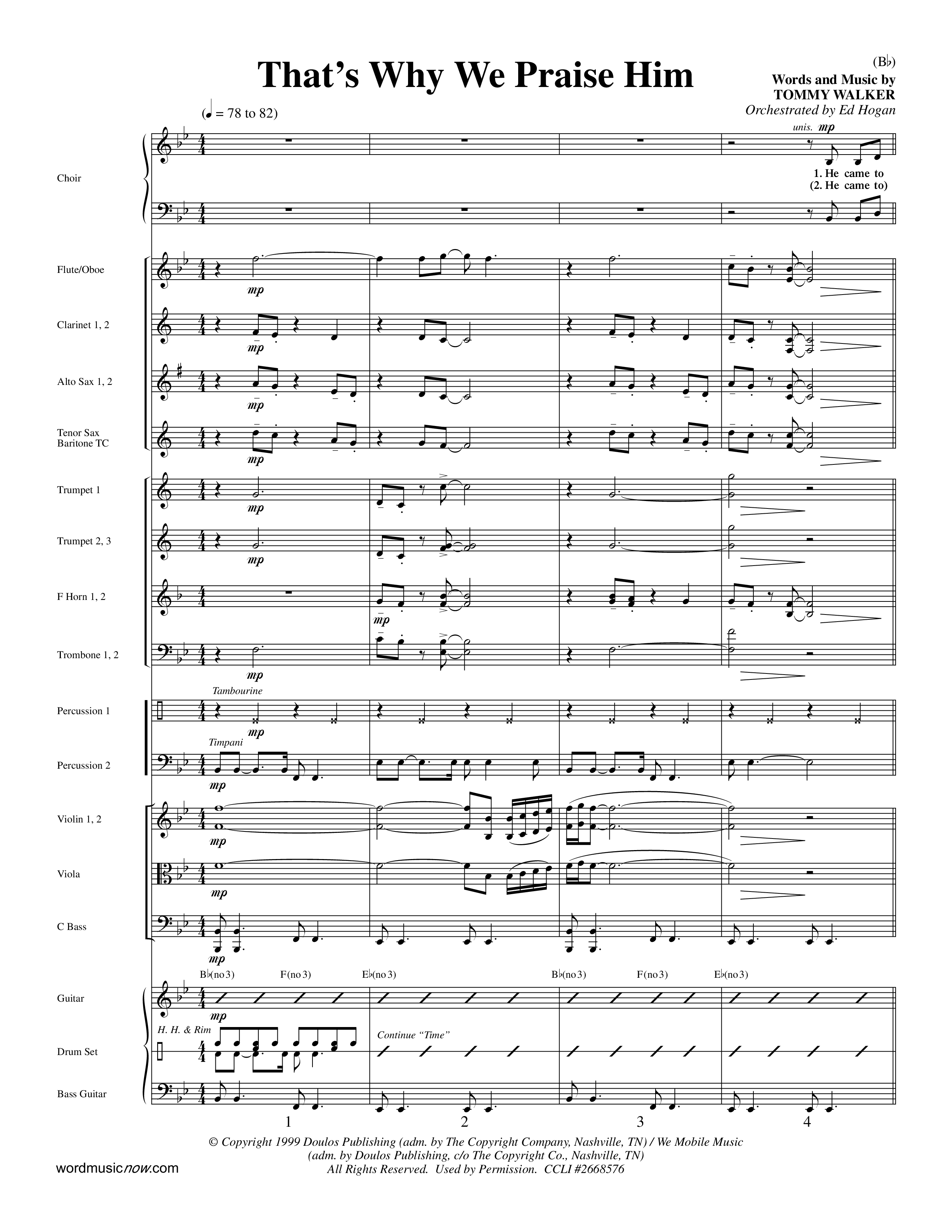 That's Why We Praise Him (Choral Anthem SATB) Orchestration (Word Music Choral / Orch. Ed Hogan)