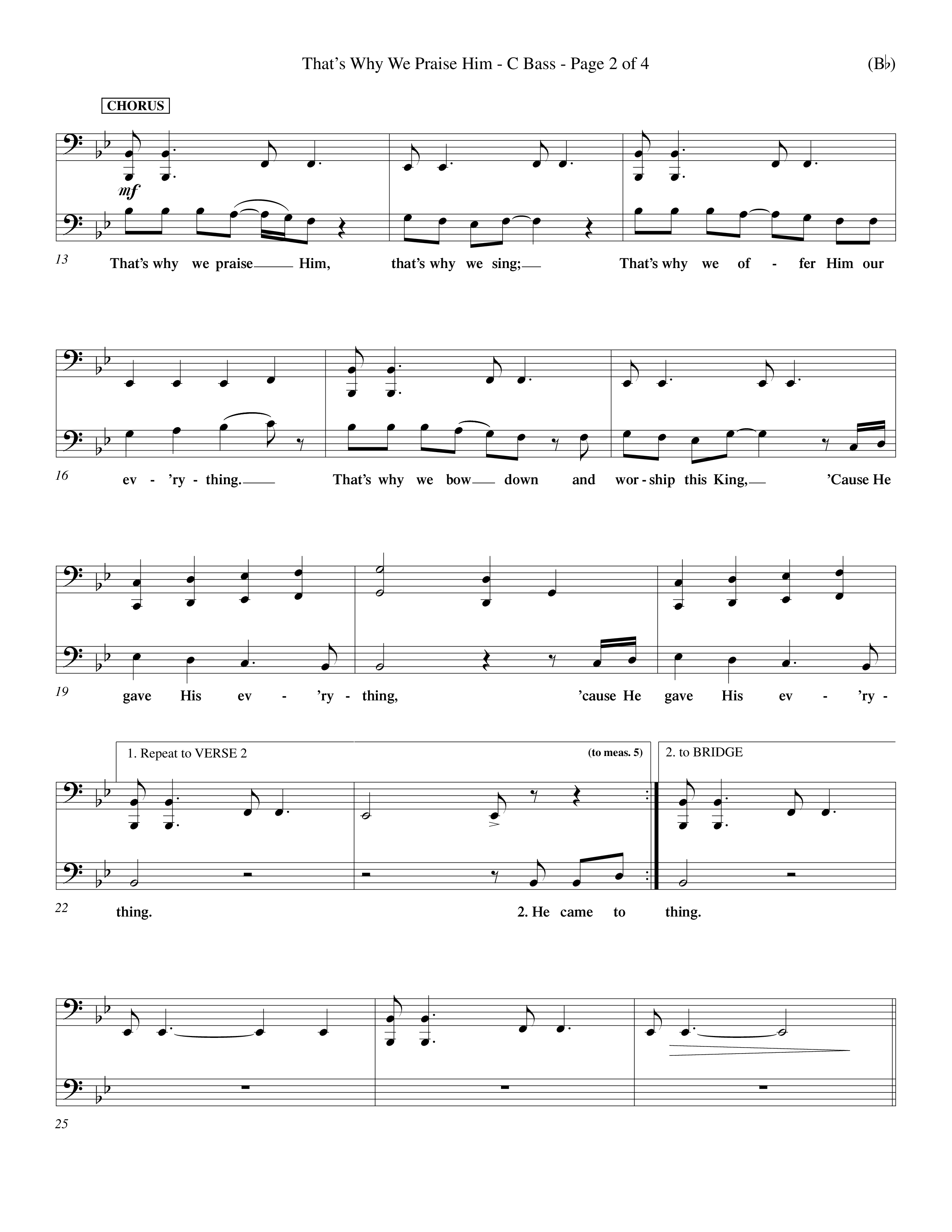 That's Why We Praise Him (Choral Anthem SATB) Contrabass (Word Music Choral / Orch. Ed Hogan)