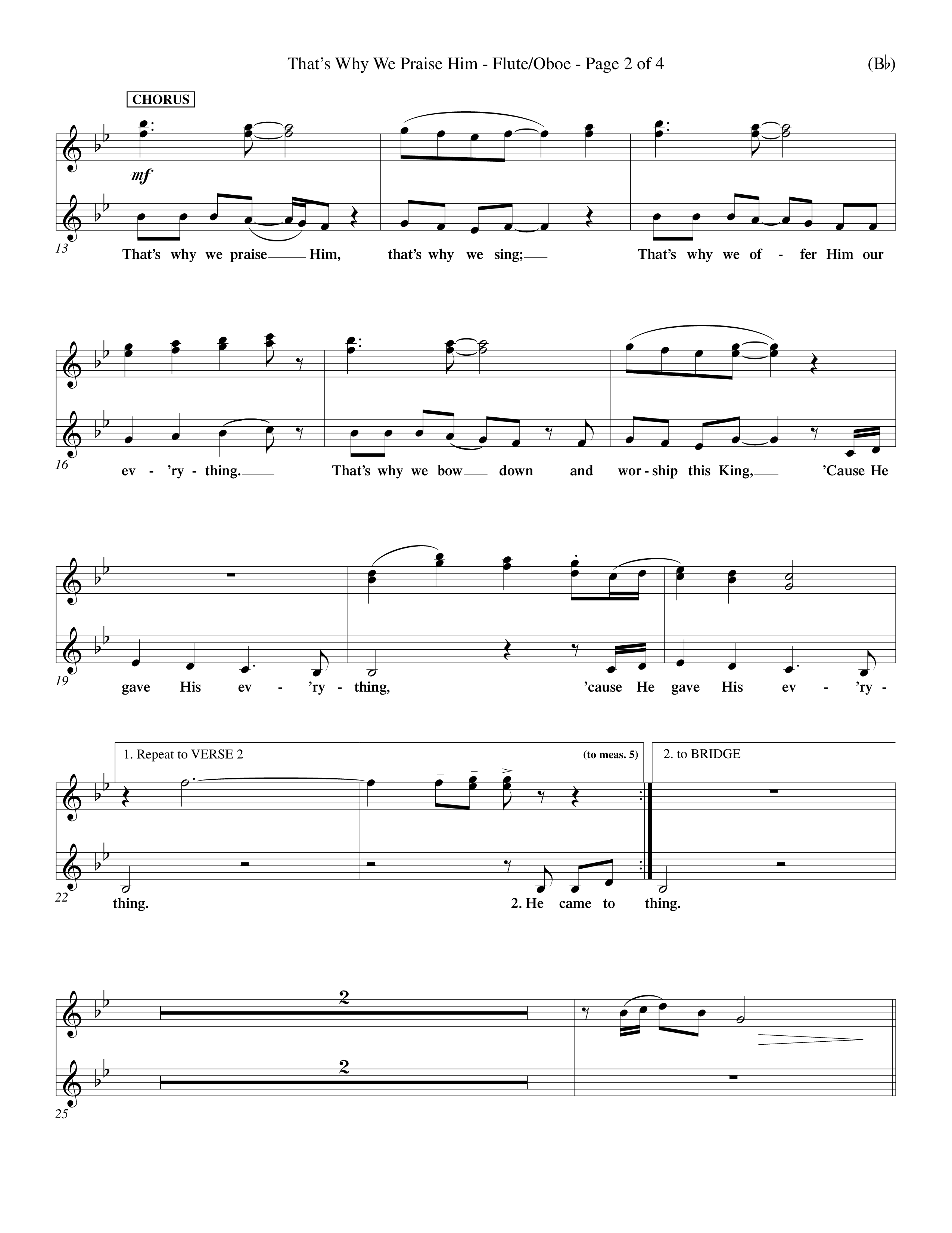 That's Why We Praise Him (Choral Anthem SATB) Flute/Oboe (Word Music Choral / Orch. Ed Hogan)