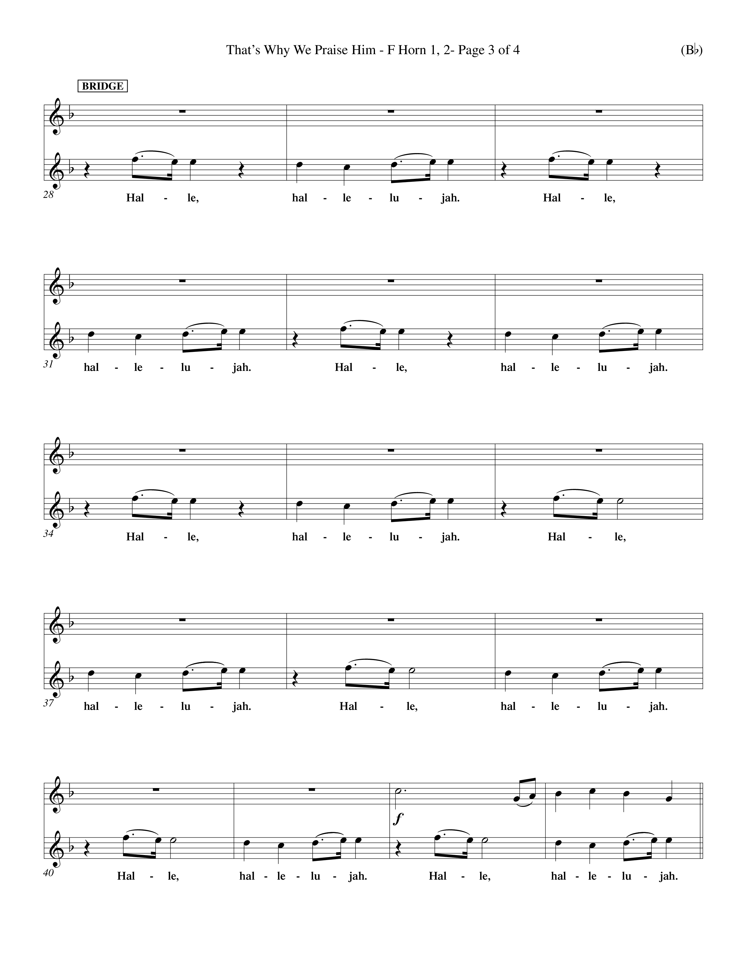 That's Why We Praise Him (Choral Anthem SATB) French Horn (Word Music Choral / Orch. Ed Hogan)