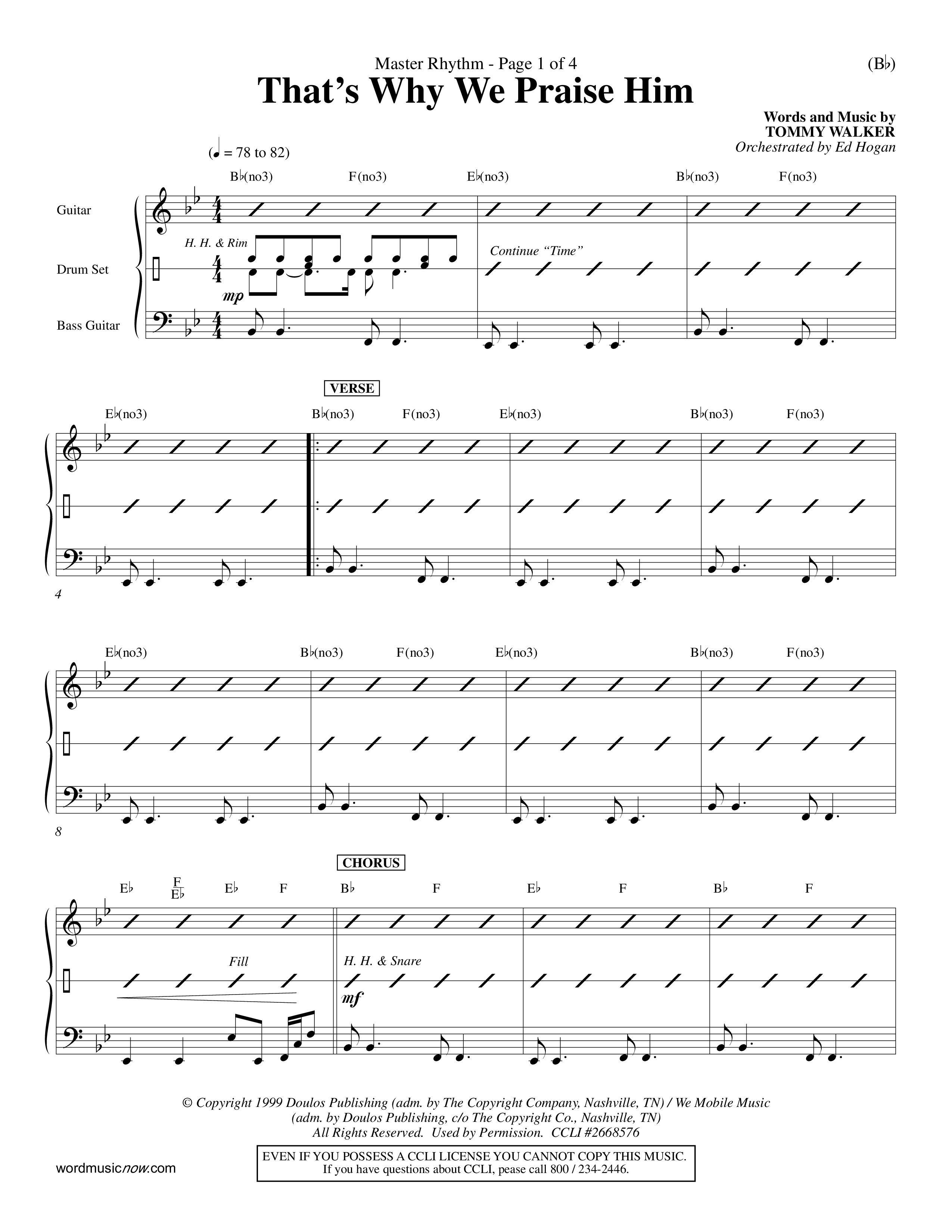 That's Why We Praise Him (Choral Anthem SATB) Rhythm Chart (Word Music Choral / Orch. Ed Hogan)