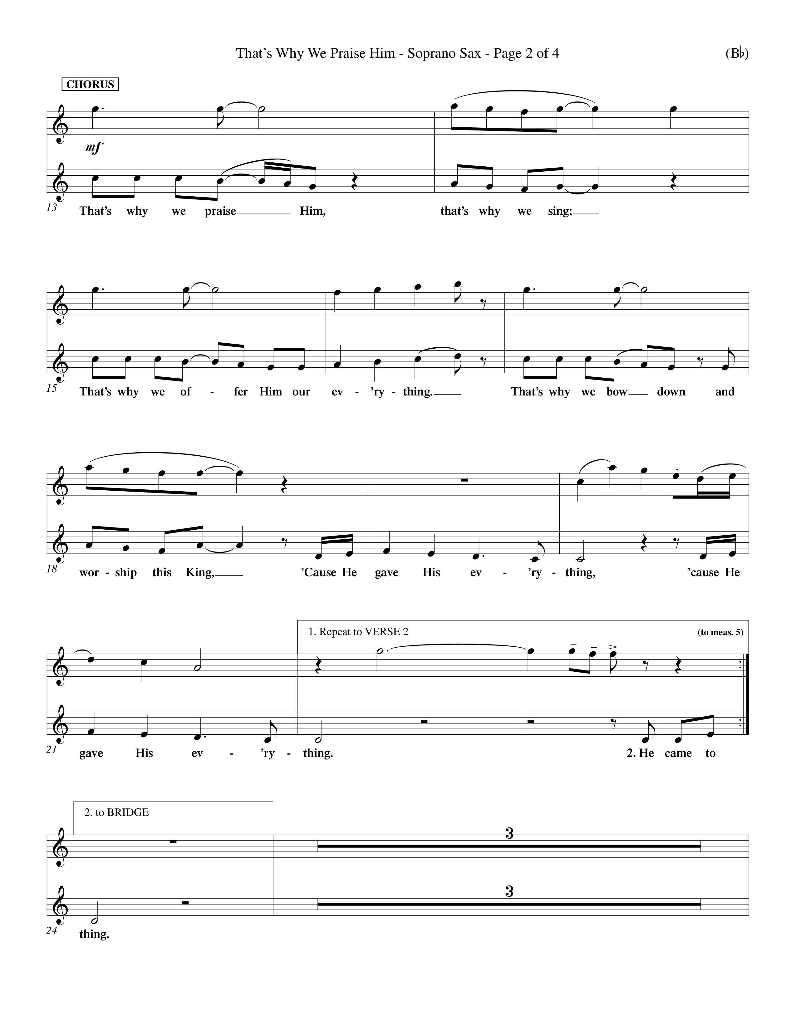 That's Why We Praise Him (Choral Anthem SATB) Saxophone (Word Music Choral / Orch. Ed Hogan)