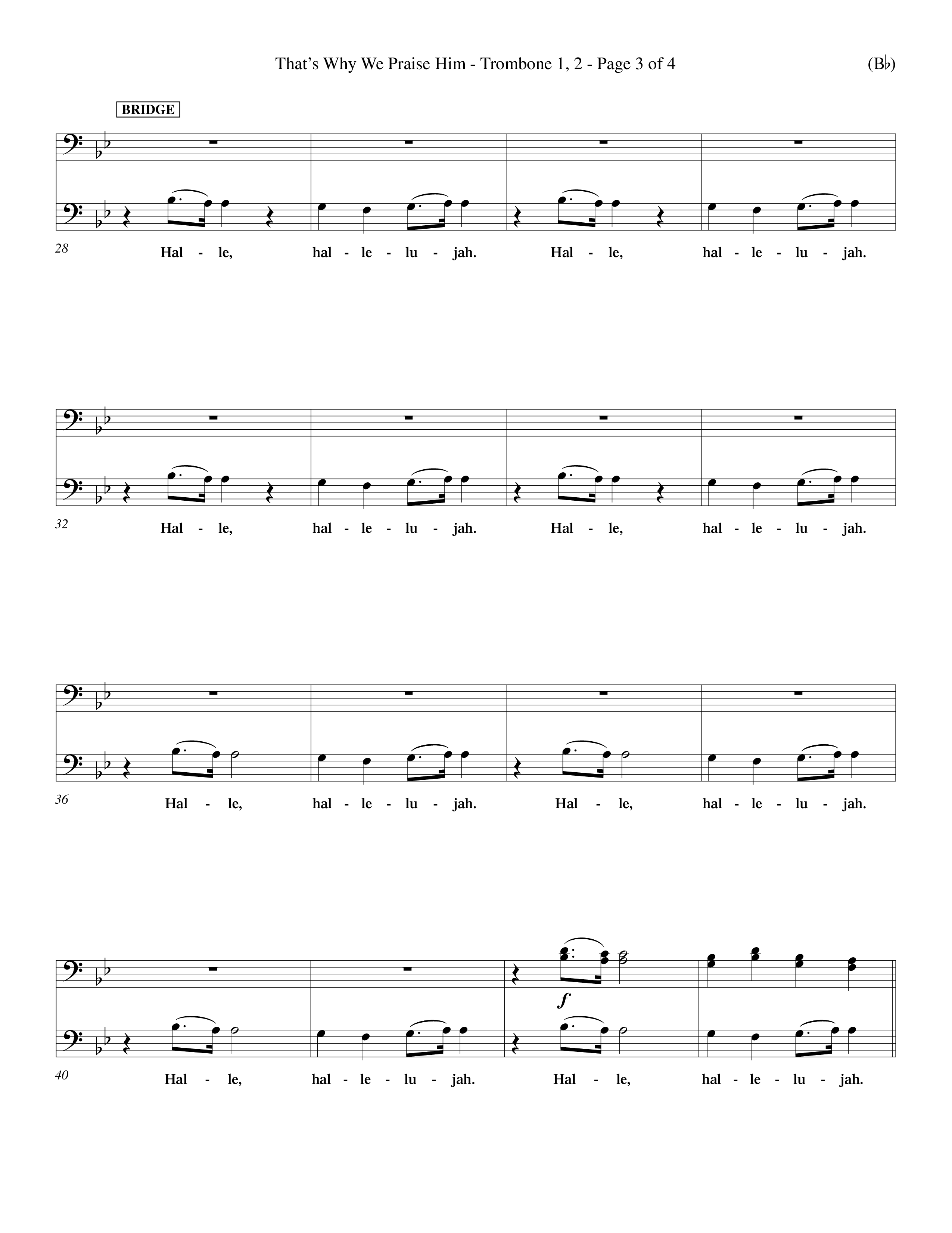 That's Why We Praise Him (Choral Anthem SATB) Trombone 1/2 (Word Music Choral / Orch. Ed Hogan)