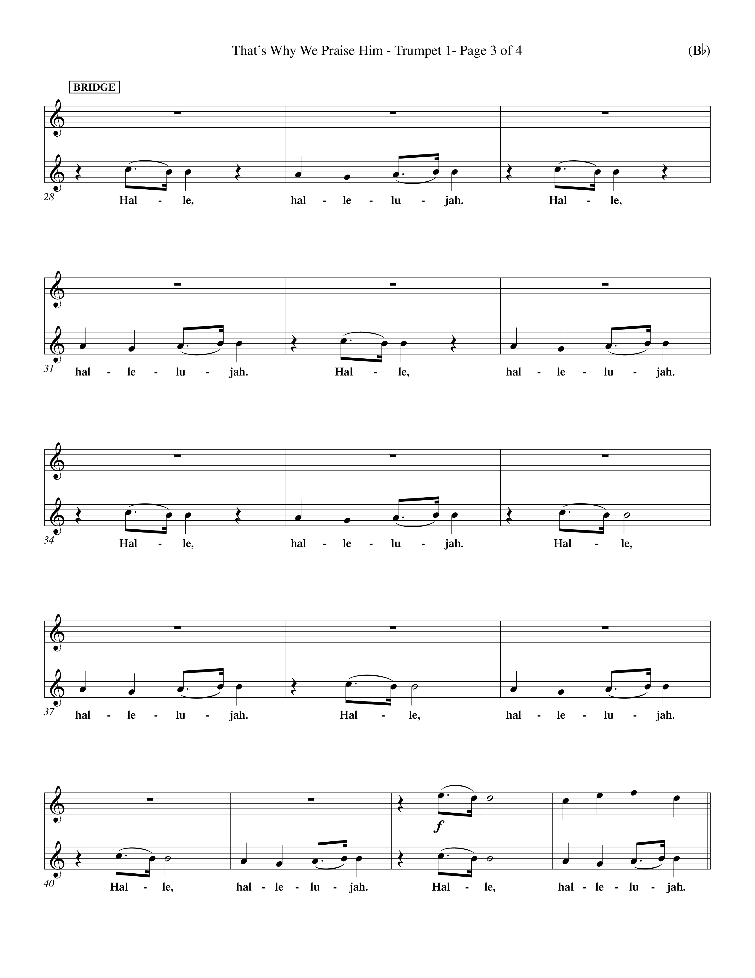 That's Why We Praise Him (Choral Anthem SATB) Trumpet 1 (Word Music Choral / Orch. Ed Hogan)