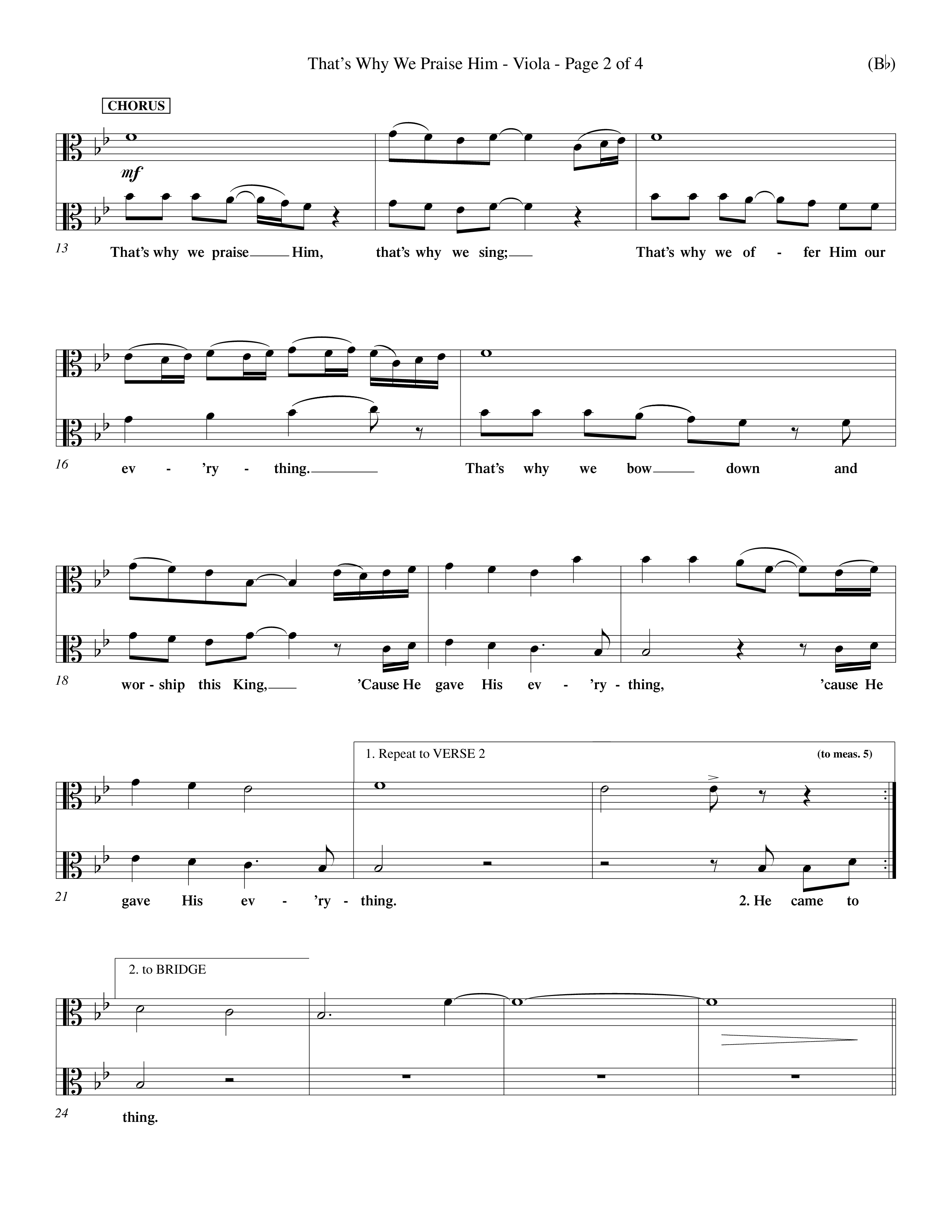 That's Why We Praise Him (Choral Anthem SATB) Viola (Word Music Choral / Orch. Ed Hogan)