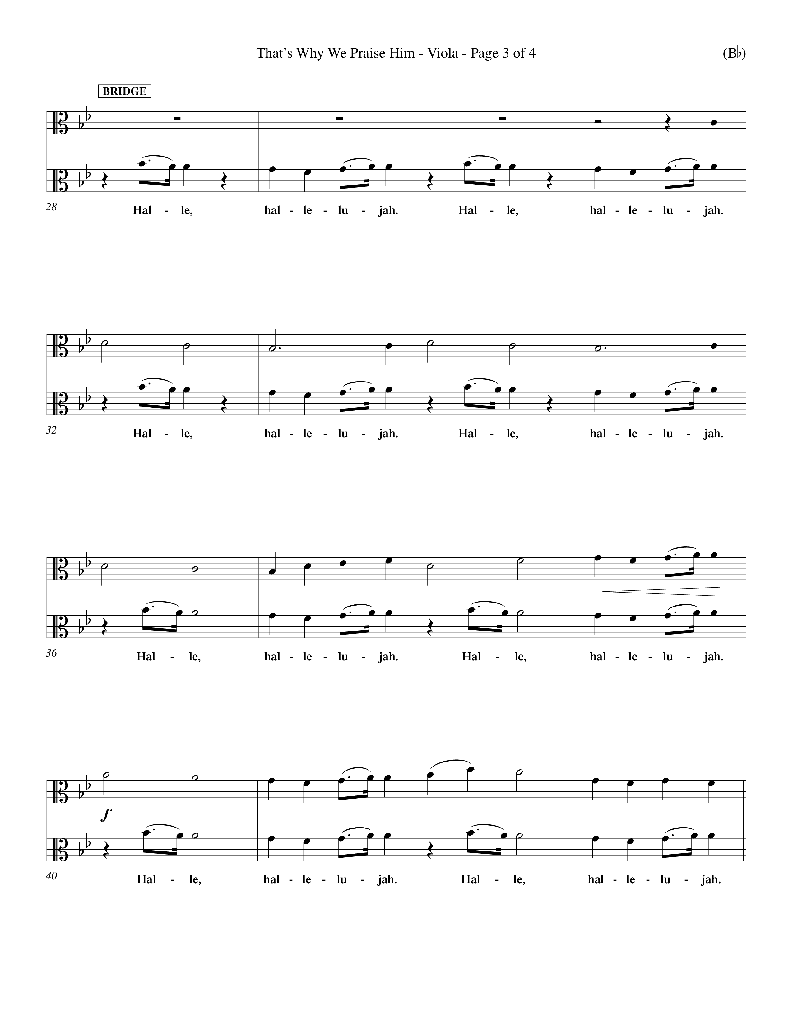 That's Why We Praise Him (Choral Anthem SATB) Viola (Word Music Choral / Orch. Ed Hogan)