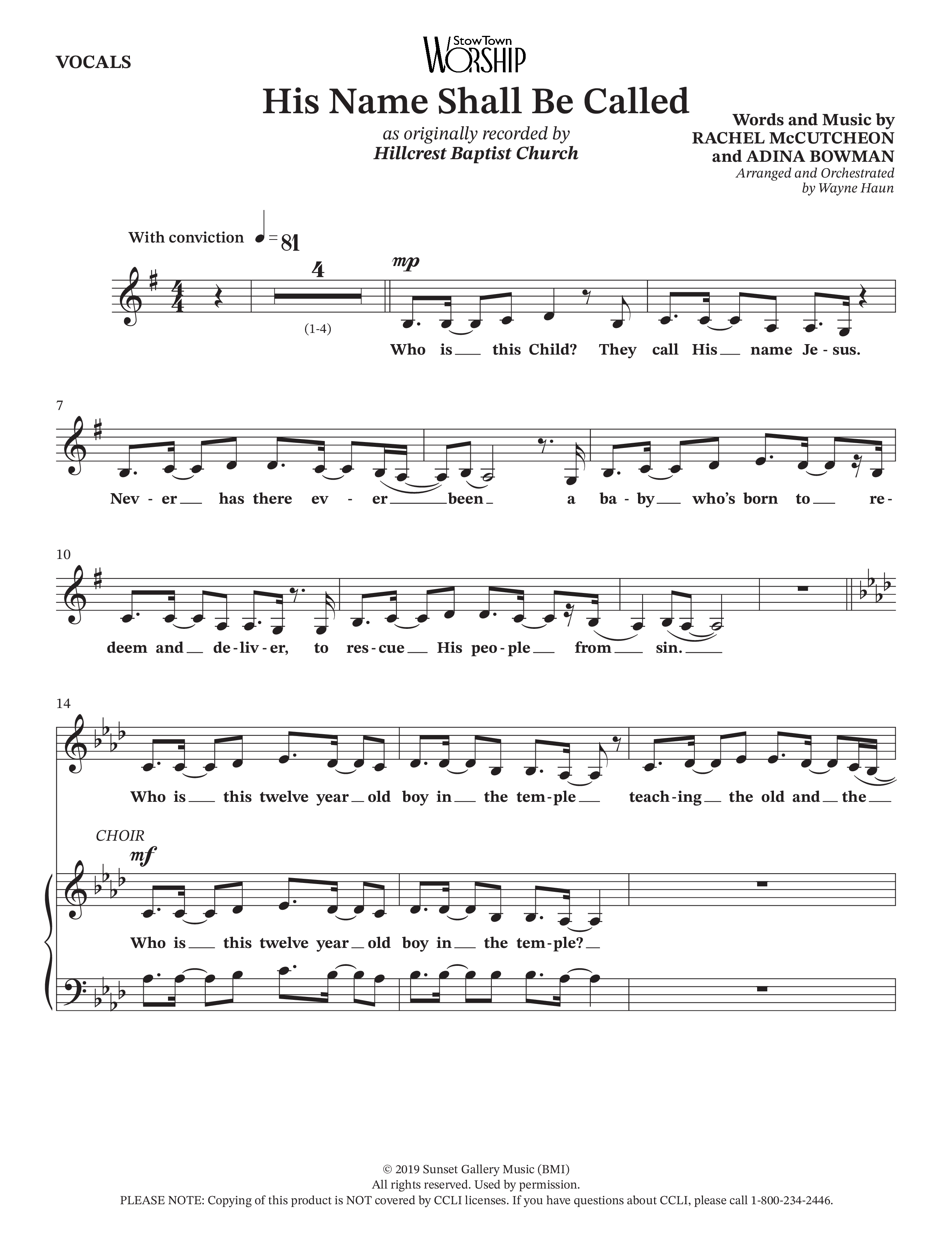 His Name Shall Be Called (Choral Anthem SATB) Choir Sheet (Hillcrest Nashville / Arr. Wayne Haun)