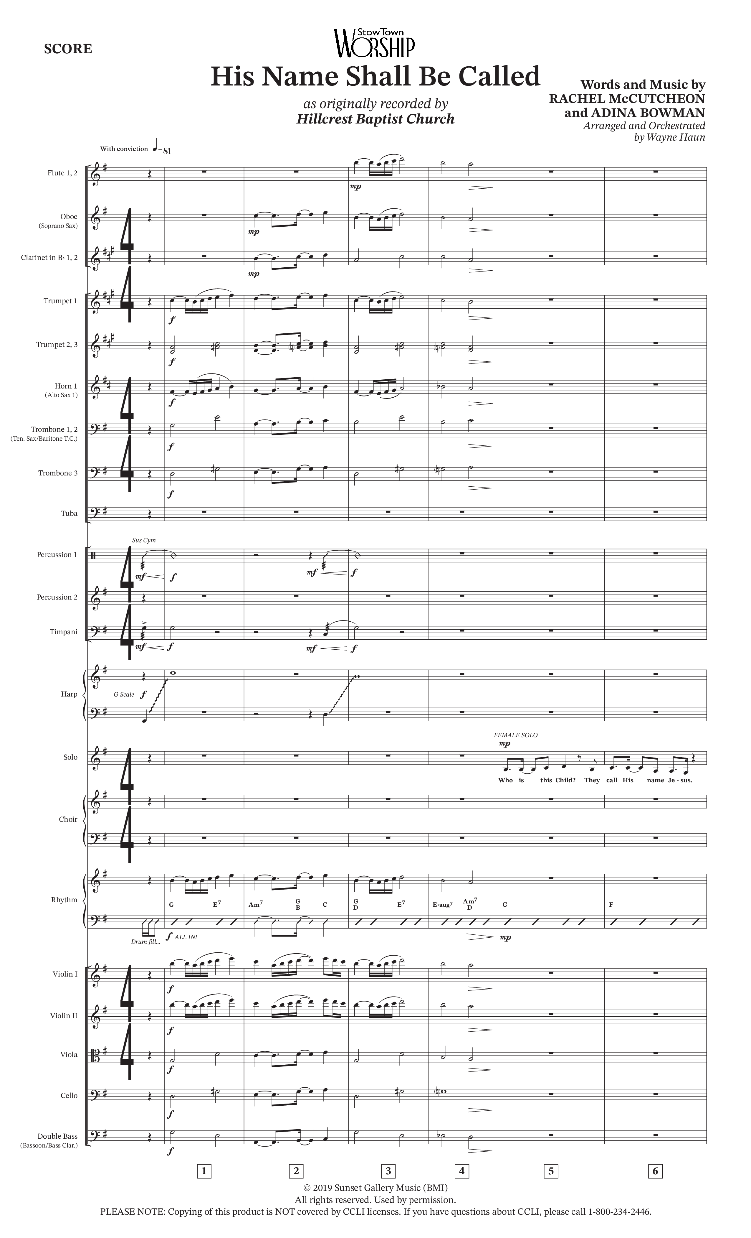 His Name Shall Be Called (Choral Anthem SATB) Orchestration (Hillcrest Nashville / Arr. Wayne Haun)