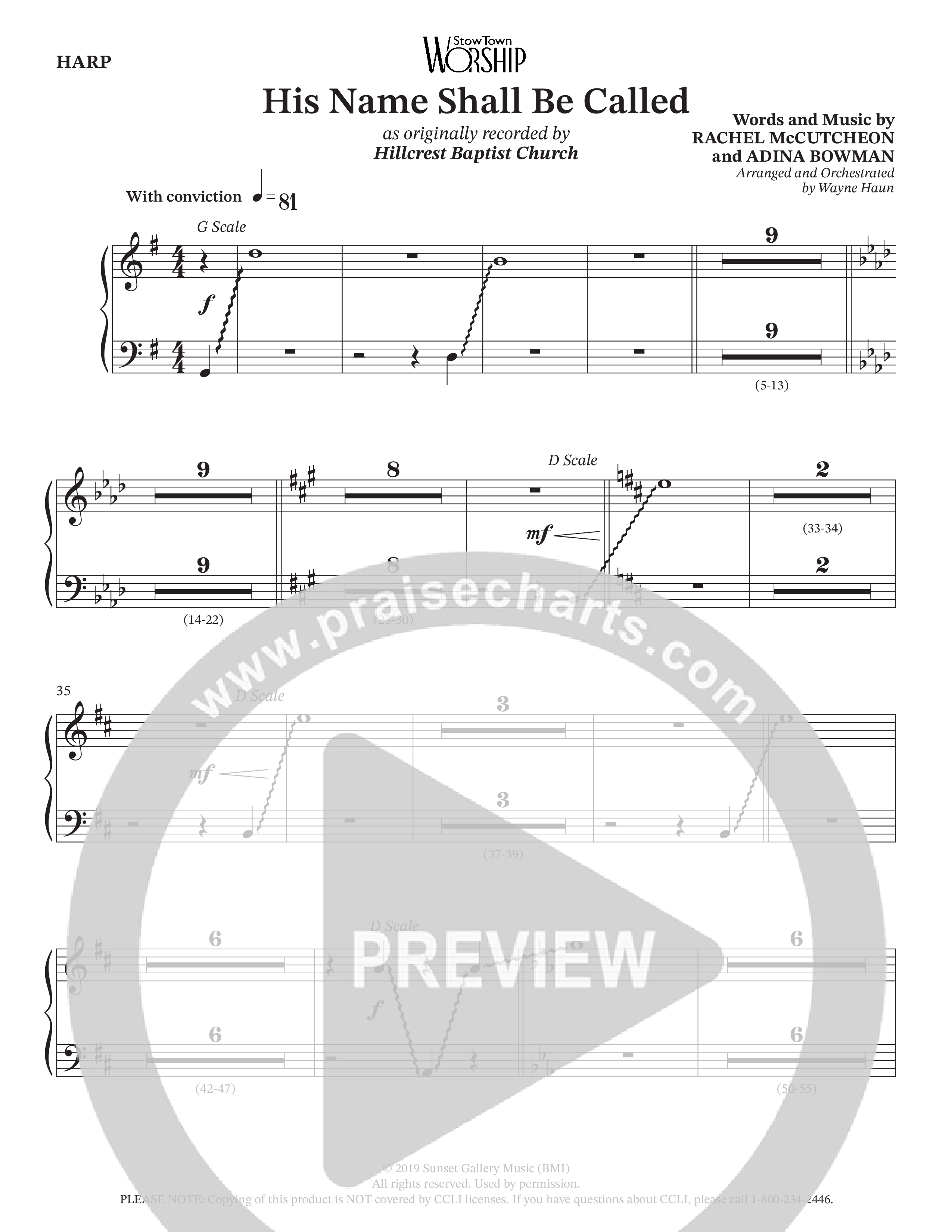 His Name Shall Be Called (Choral Anthem SATB) Harp (Hillcrest Nashville / Arr. Wayne Haun)
