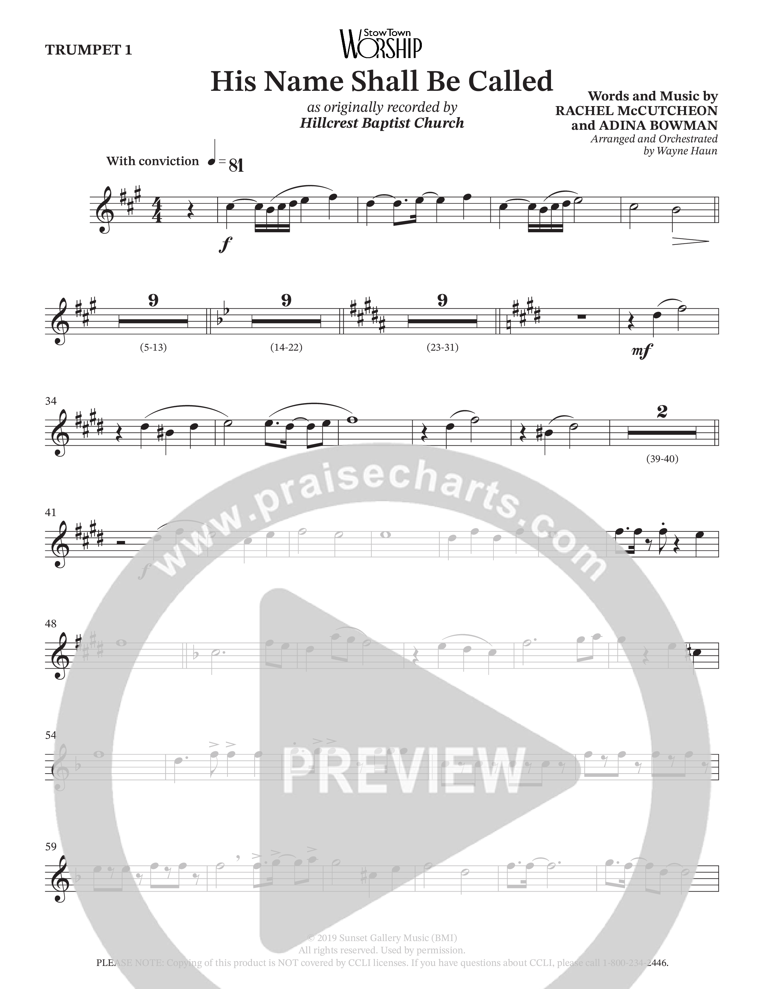 His Name Shall Be Called (Choral Anthem SATB) Brass Pack (Hillcrest Nashville / Arr. Wayne Haun)