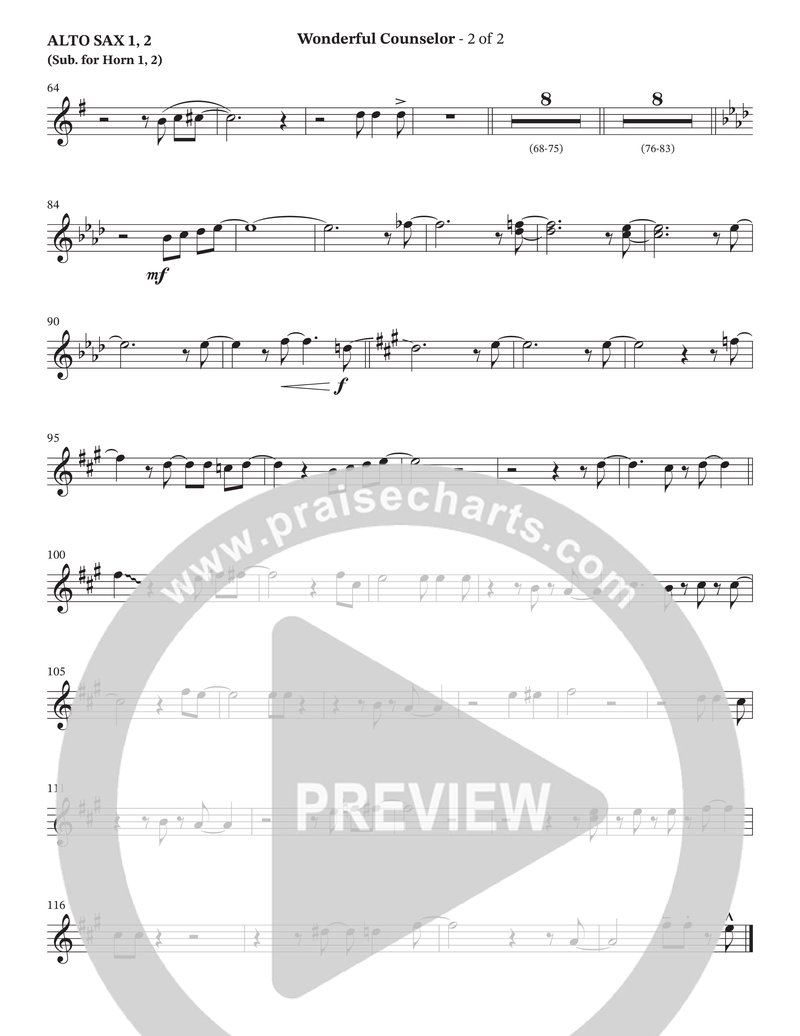 Wonderful Counselor (Choral Anthem SATB) Alto Sax (Hillcrest Nashville / Arr. Wayne Haun)