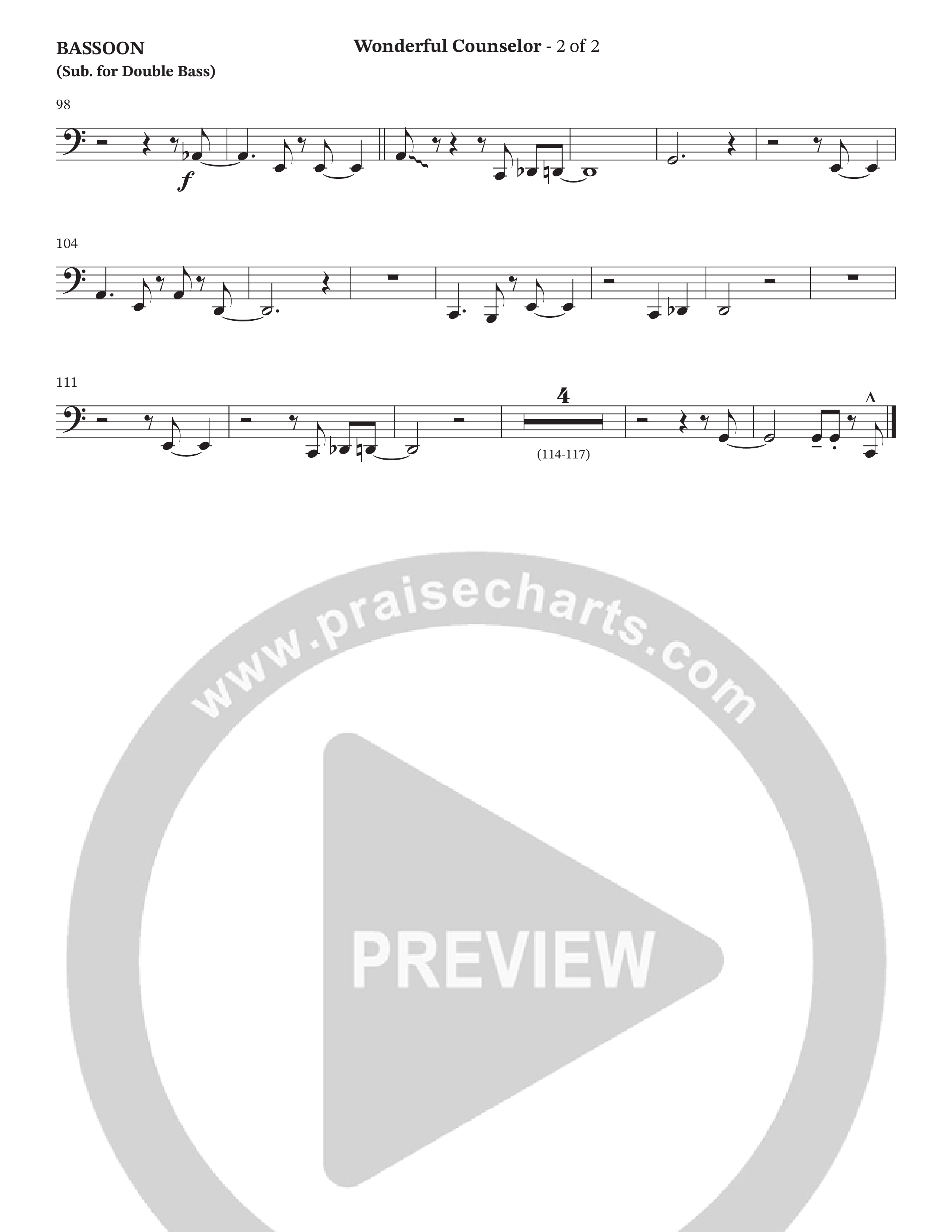 Wonderful Counselor (Choral Anthem SATB) Bassoon (Hillcrest Nashville / Arr. Wayne Haun)