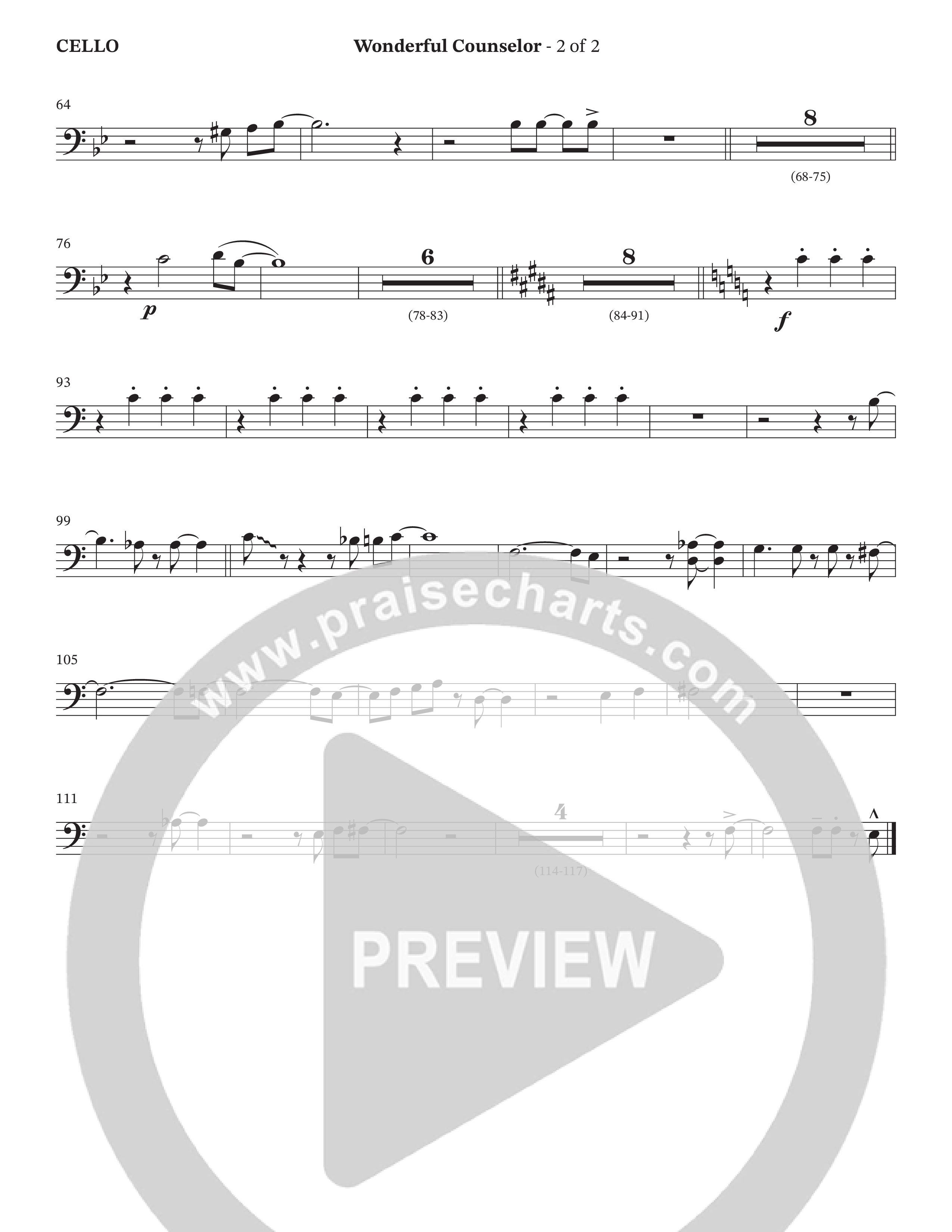 Wonderful Counselor (Choral Anthem SATB) Cello (Hillcrest Nashville / Arr. Wayne Haun)
