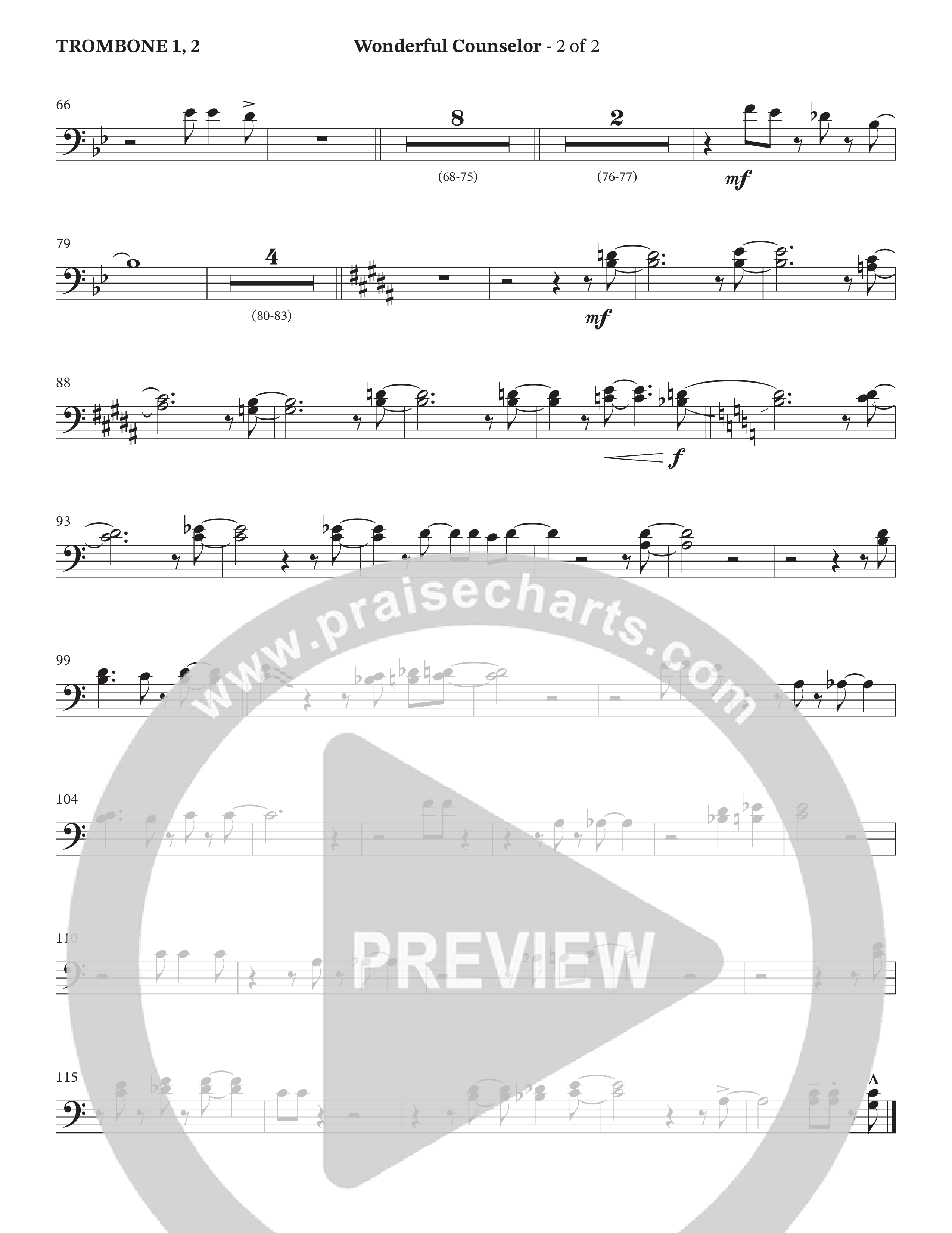 Wonderful Counselor (Choral Anthem SATB) Trombone 1/2 (Hillcrest Nashville / Arr. Wayne Haun)