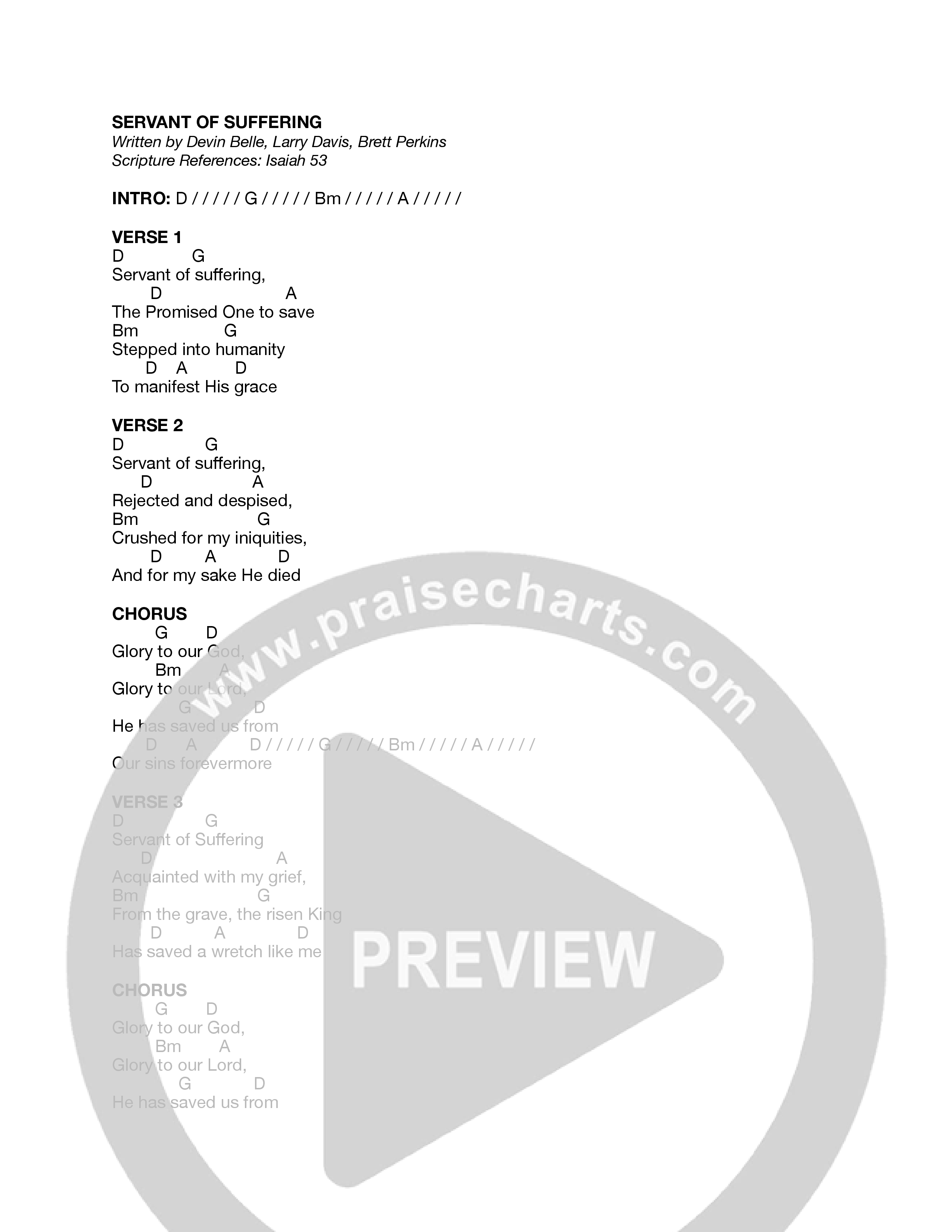 Servant Of Suffering Chord Chart (Journey Worship Co)