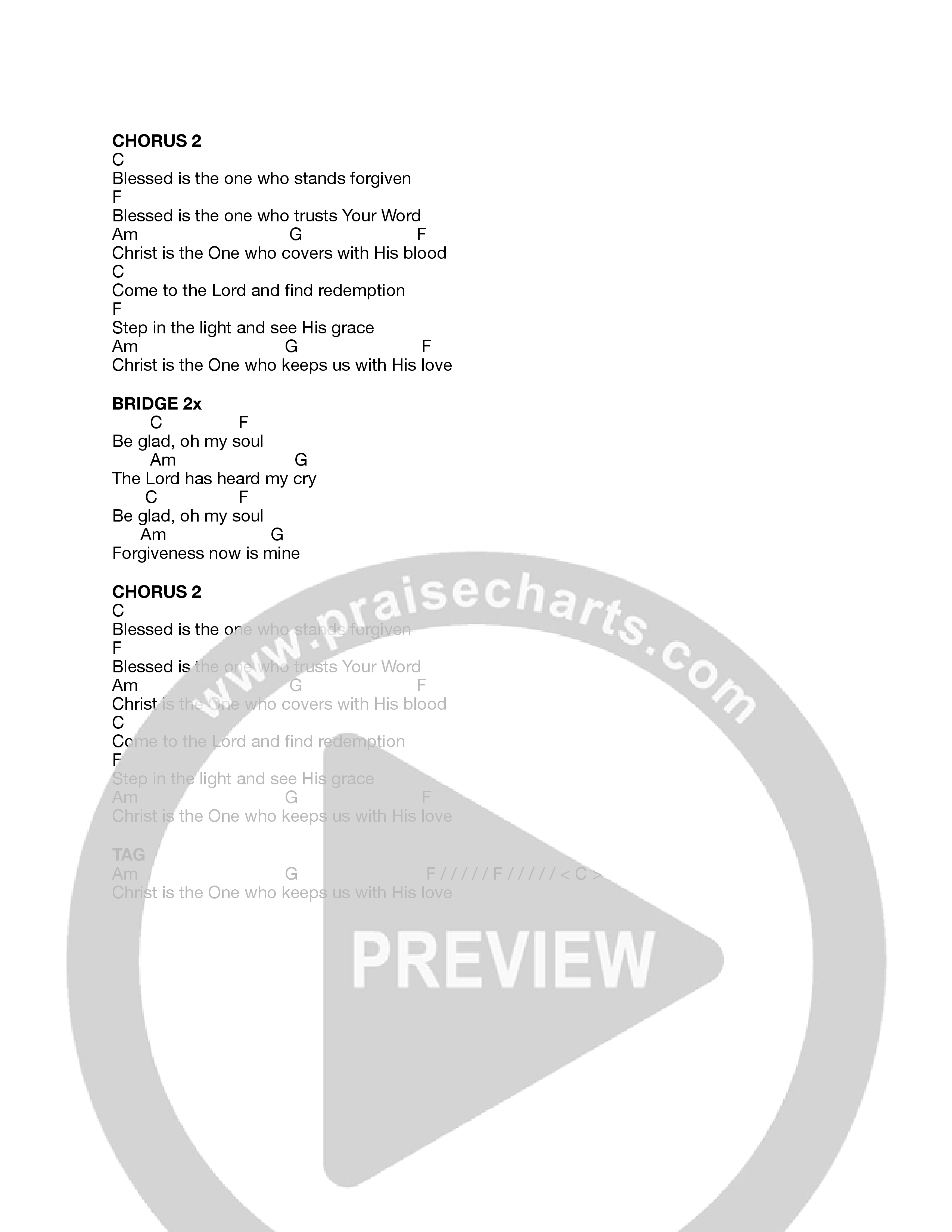 Blessed Are the Forgiven Chord Chart (Journey Worship Co)