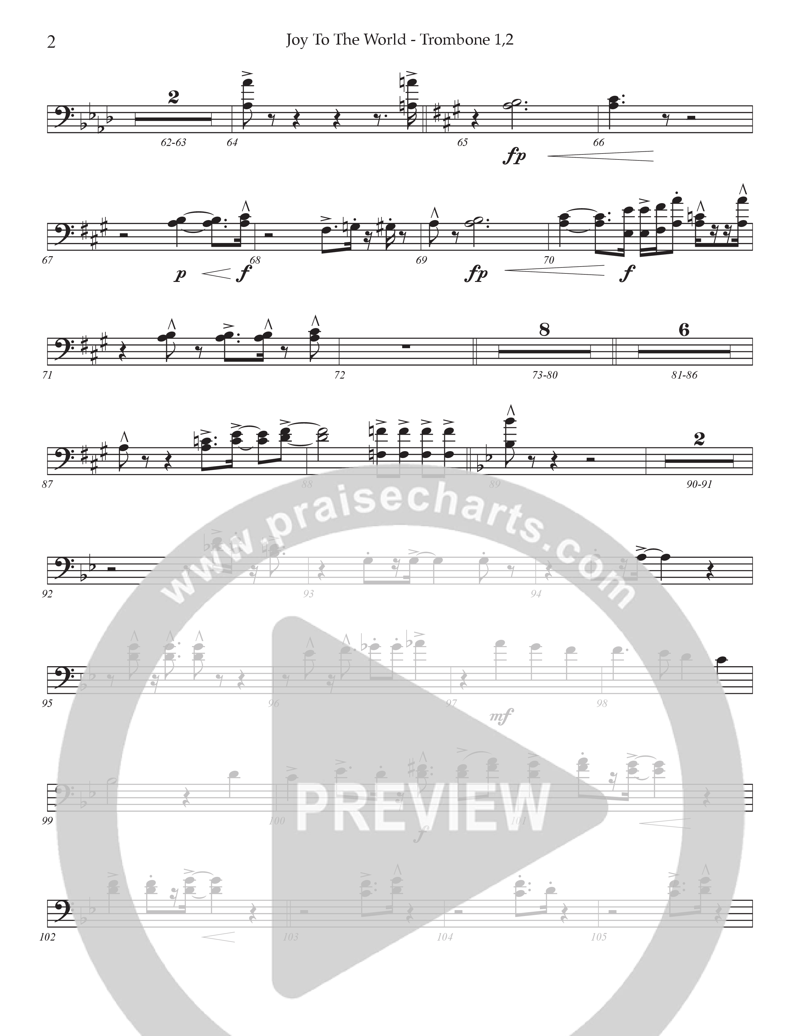 Joy To The World (Choral Anthem SATB) Trombone 1/2 (Prestonwood Worship / Arr. Jonathan Walker)