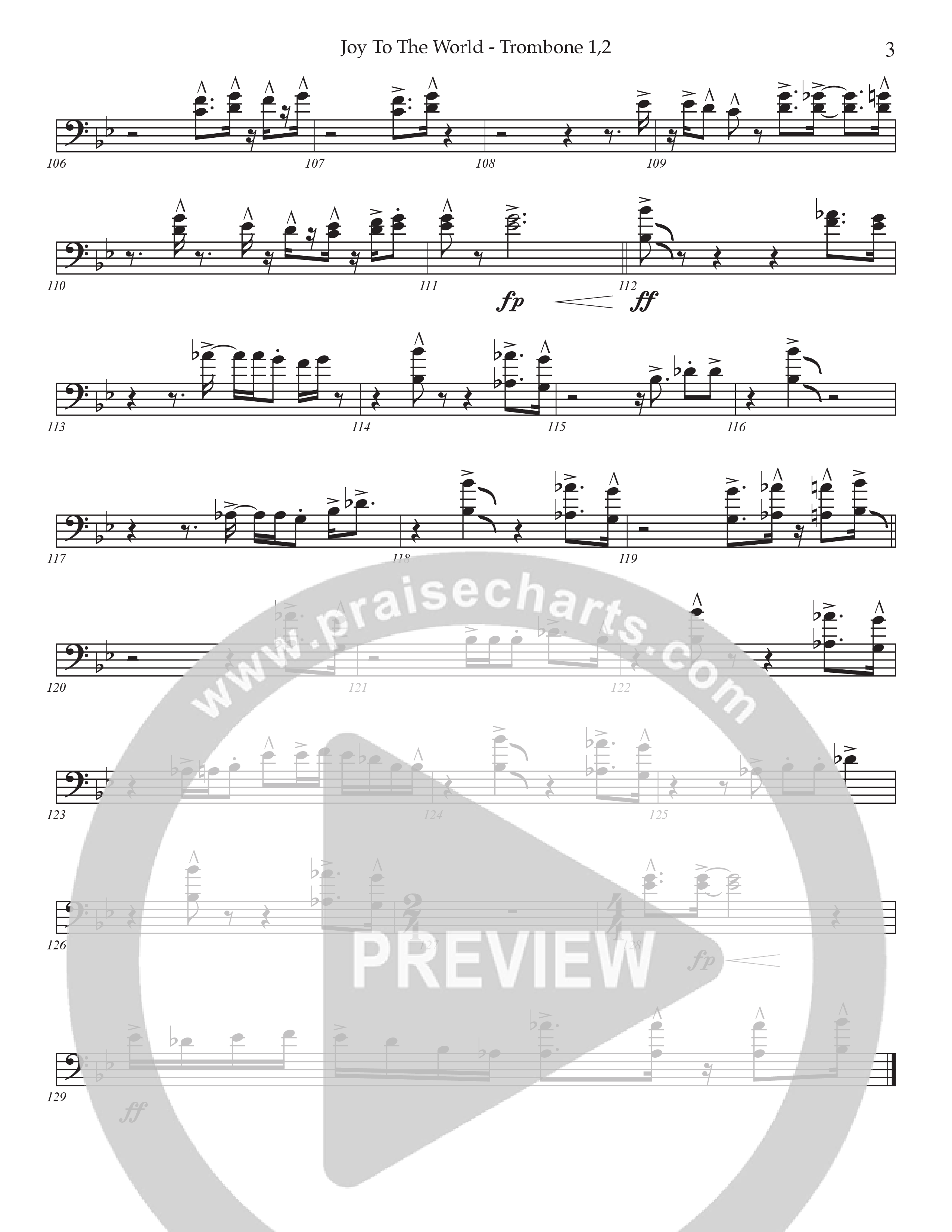 Joy To The World (Choral Anthem SATB) Trombone 1/2 (Prestonwood Worship / Arr. Jonathan Walker)