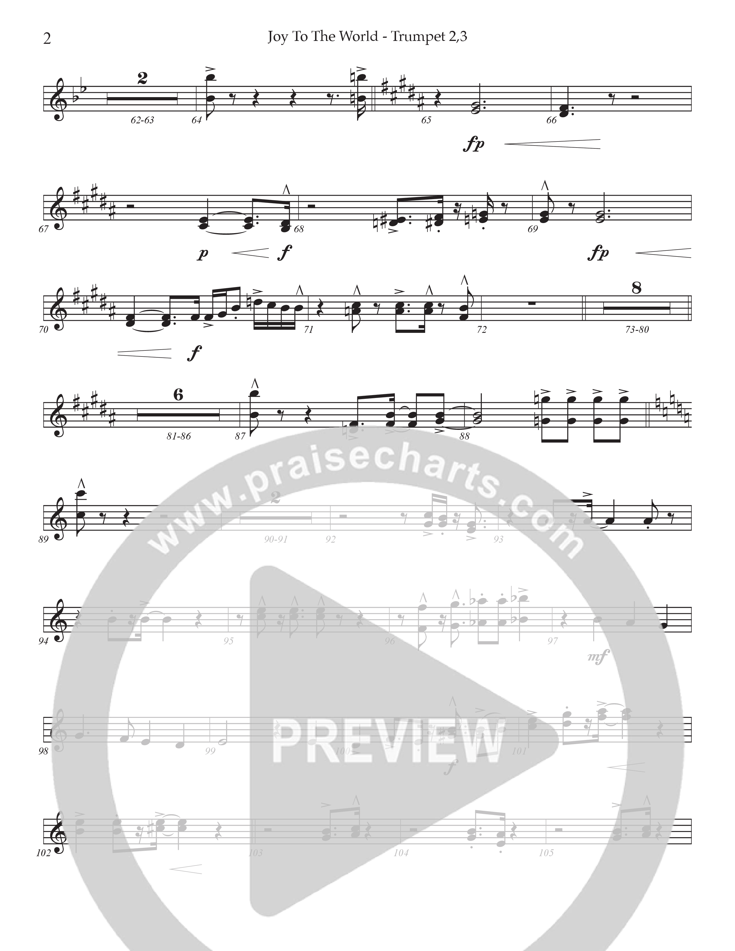Joy To The World (Choral Anthem SATB) Trumpet 2/3 (Prestonwood Worship / Arr. Jonathan Walker)