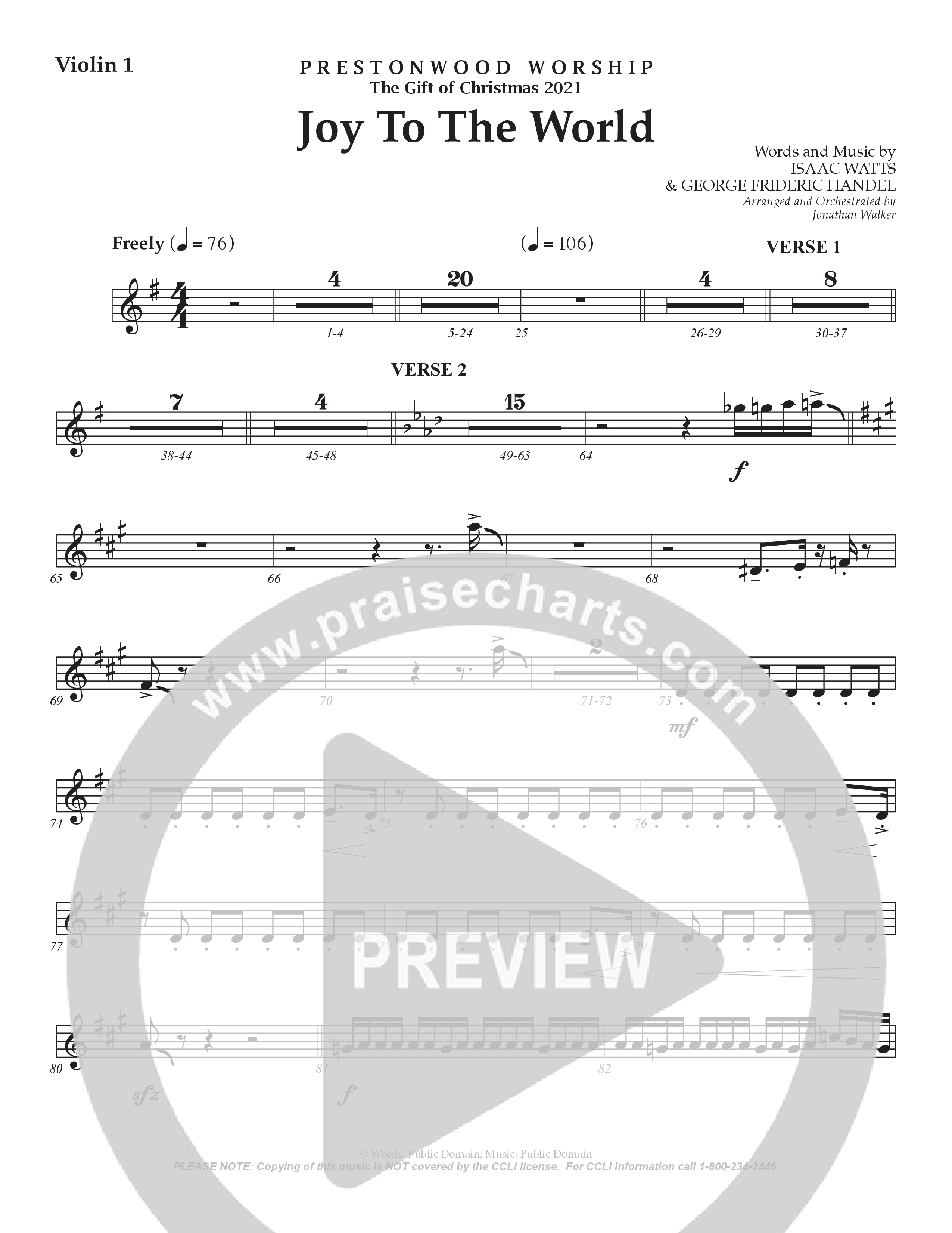 Joy To The World (Choral Anthem SATB) String Ensemble (Prestonwood Worship / Arr. Jonathan Walker)