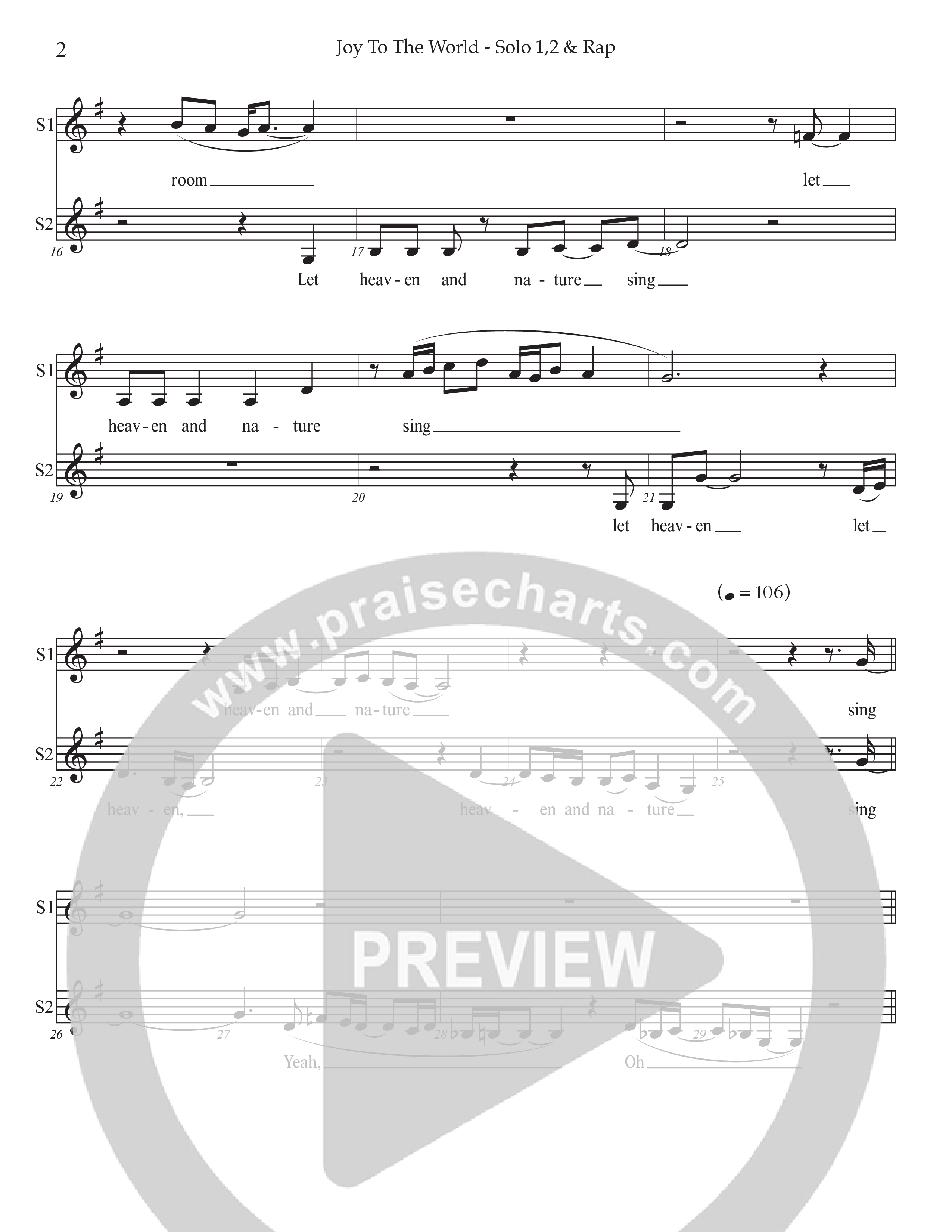 Joy To The World (Choral Anthem SATB) Vocal Solo (Prestonwood Worship / Arr. Jonathan Walker)