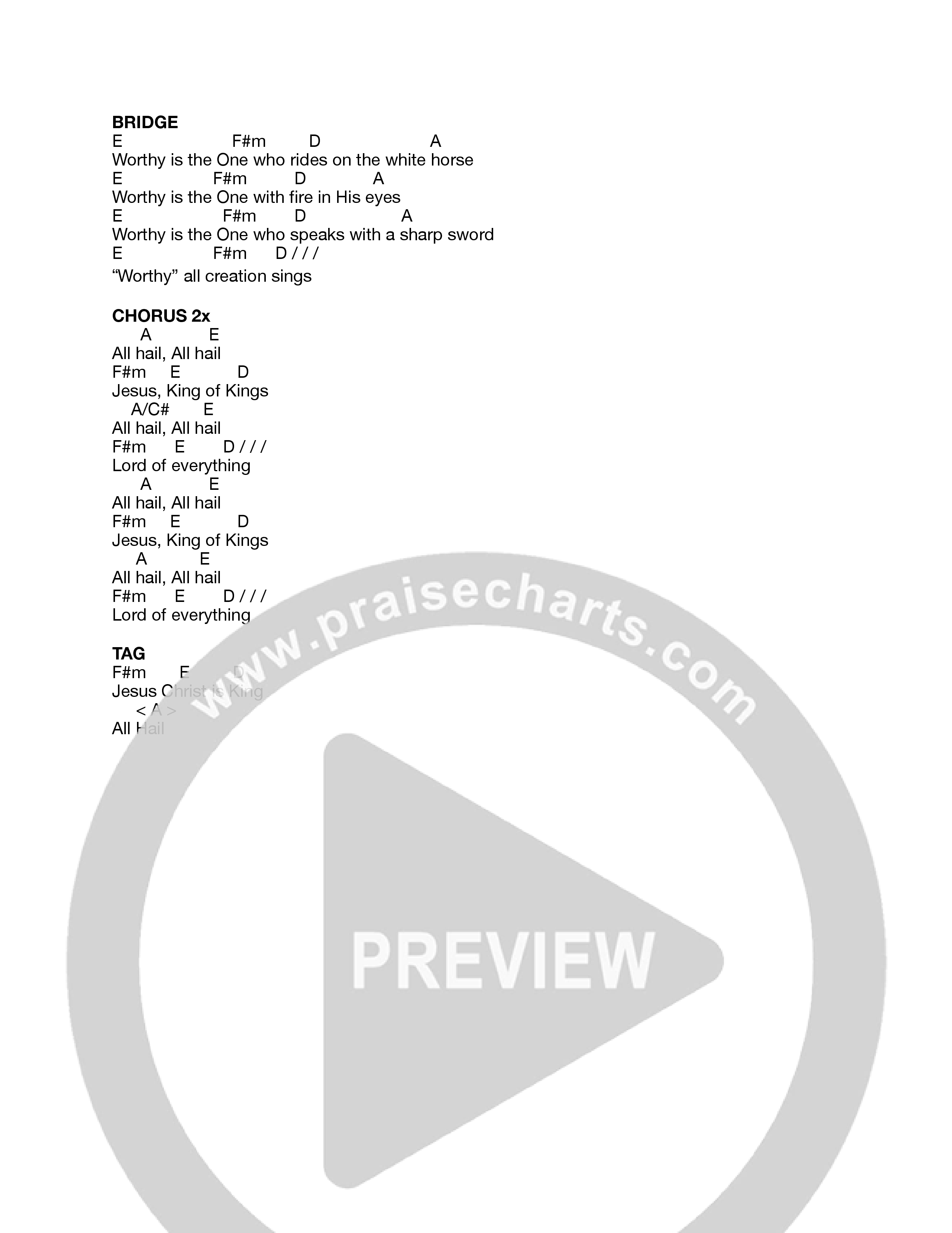 All Hail Chord Chart (Journey Worship Co)