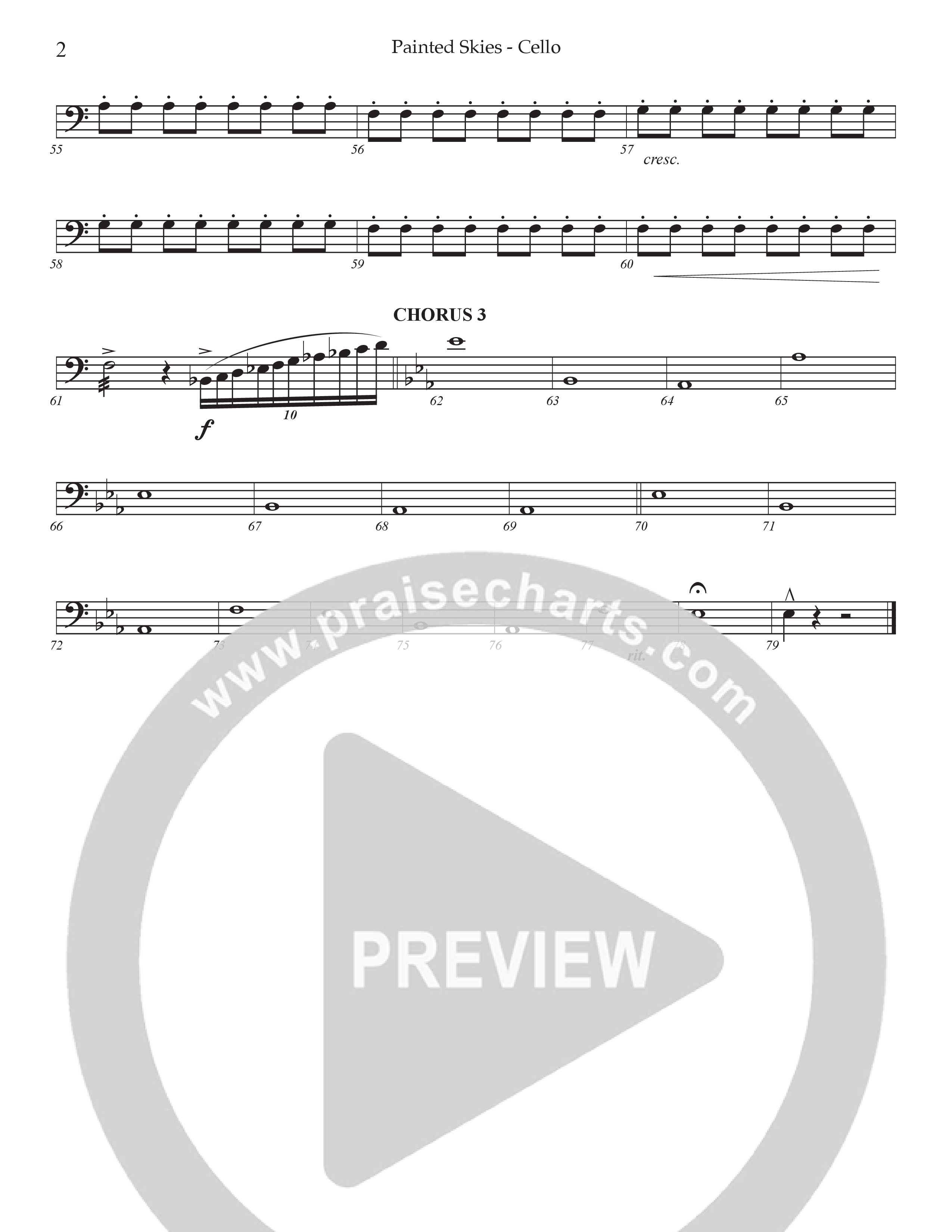 Painted Skies (Choral Anthem SATB) Cello (Prestonwood Worship)