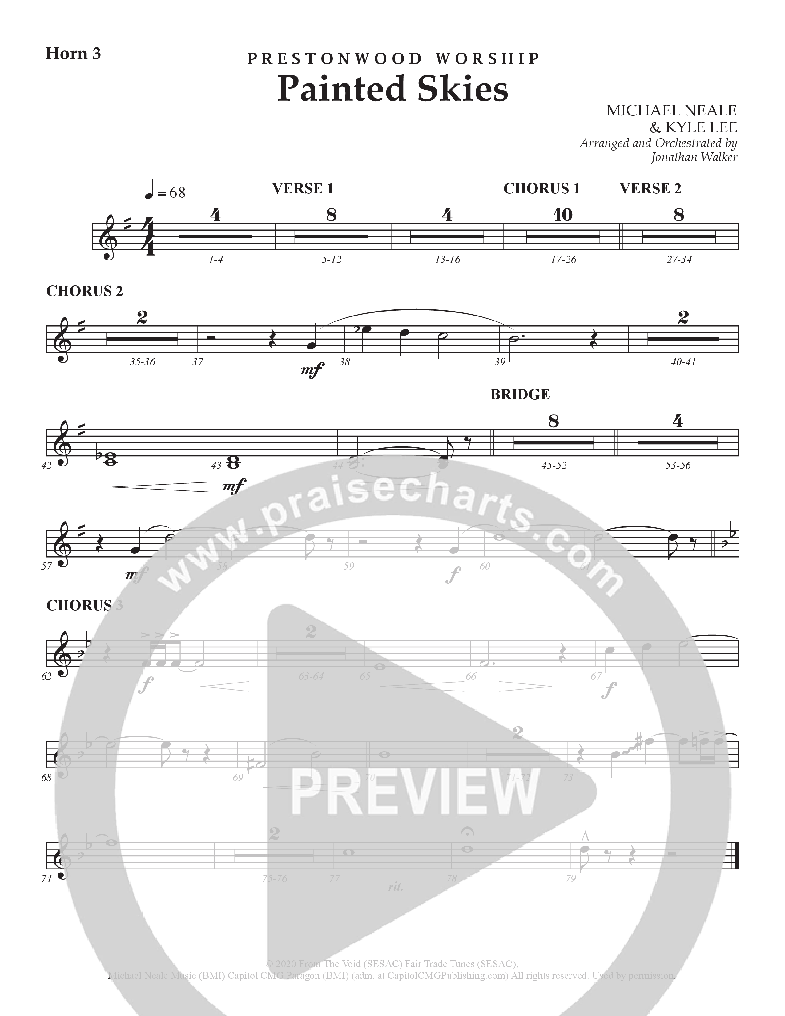 Painted Skies (Choral Anthem SATB) French Horn 3 (Prestonwood Worship)
