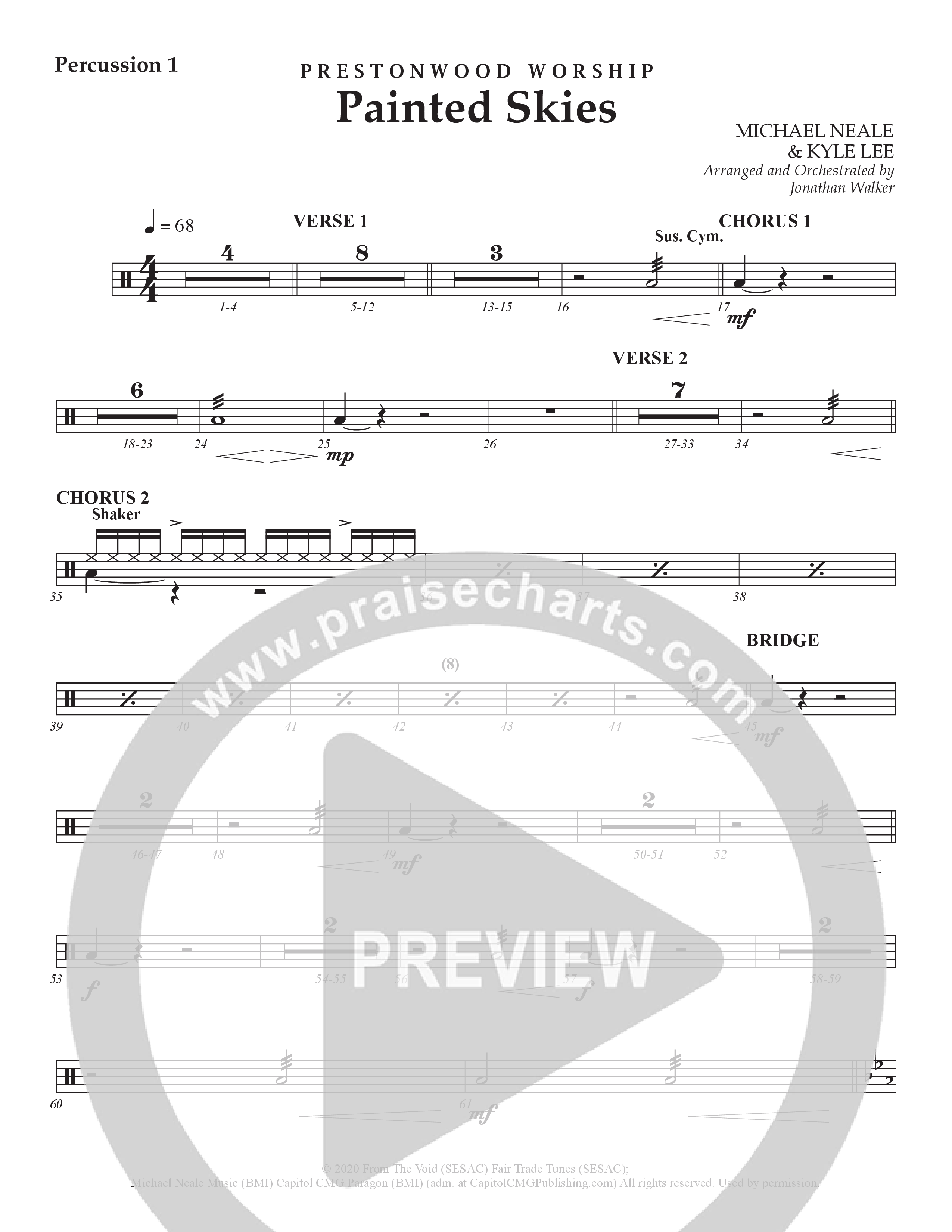 Painted Skies (Choral Anthem SATB) Percussion (Prestonwood Worship)