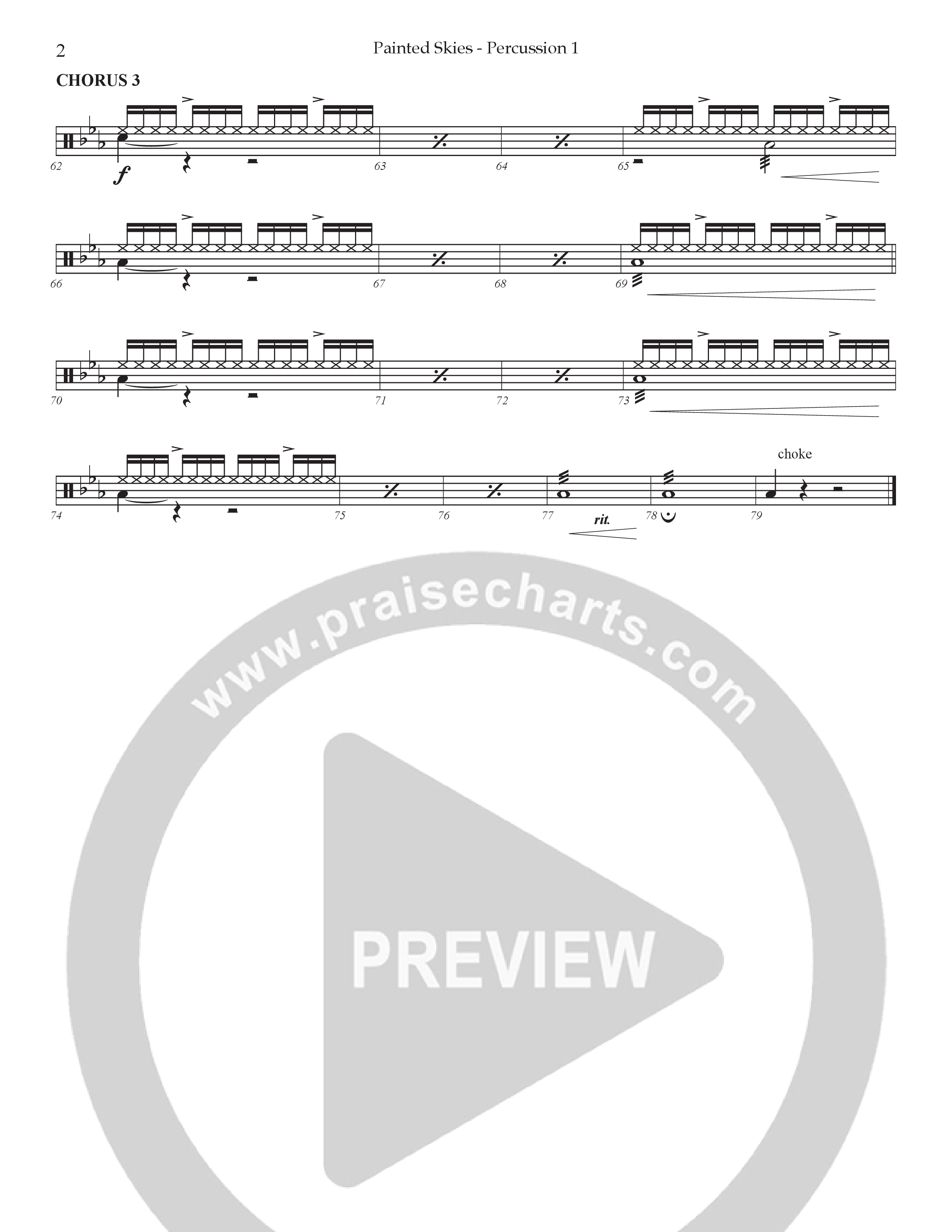 Painted Skies (Choral Anthem SATB) Percussion (Prestonwood Worship)