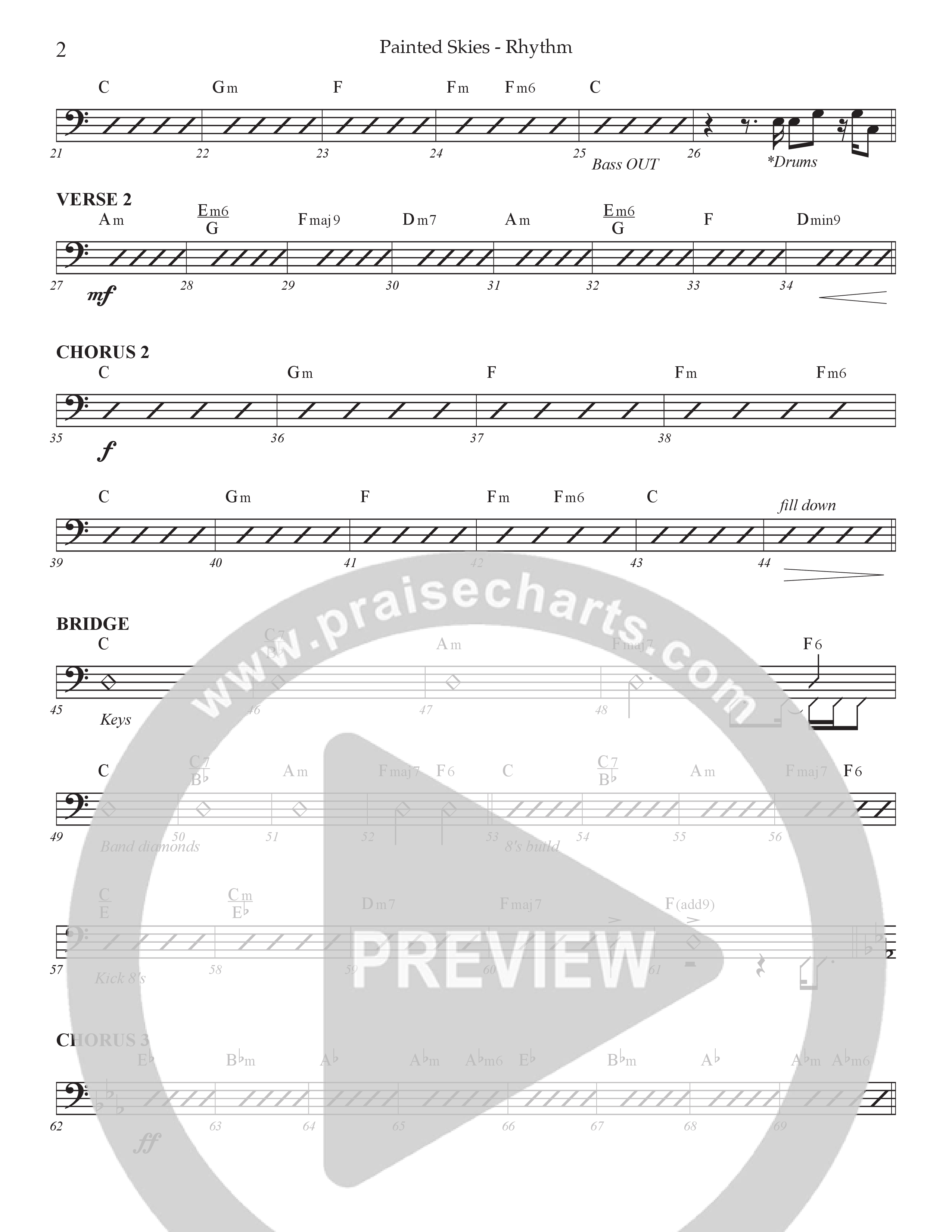 Painted Skies (Choral Anthem SATB) Rhythm Chart (Prestonwood Worship)